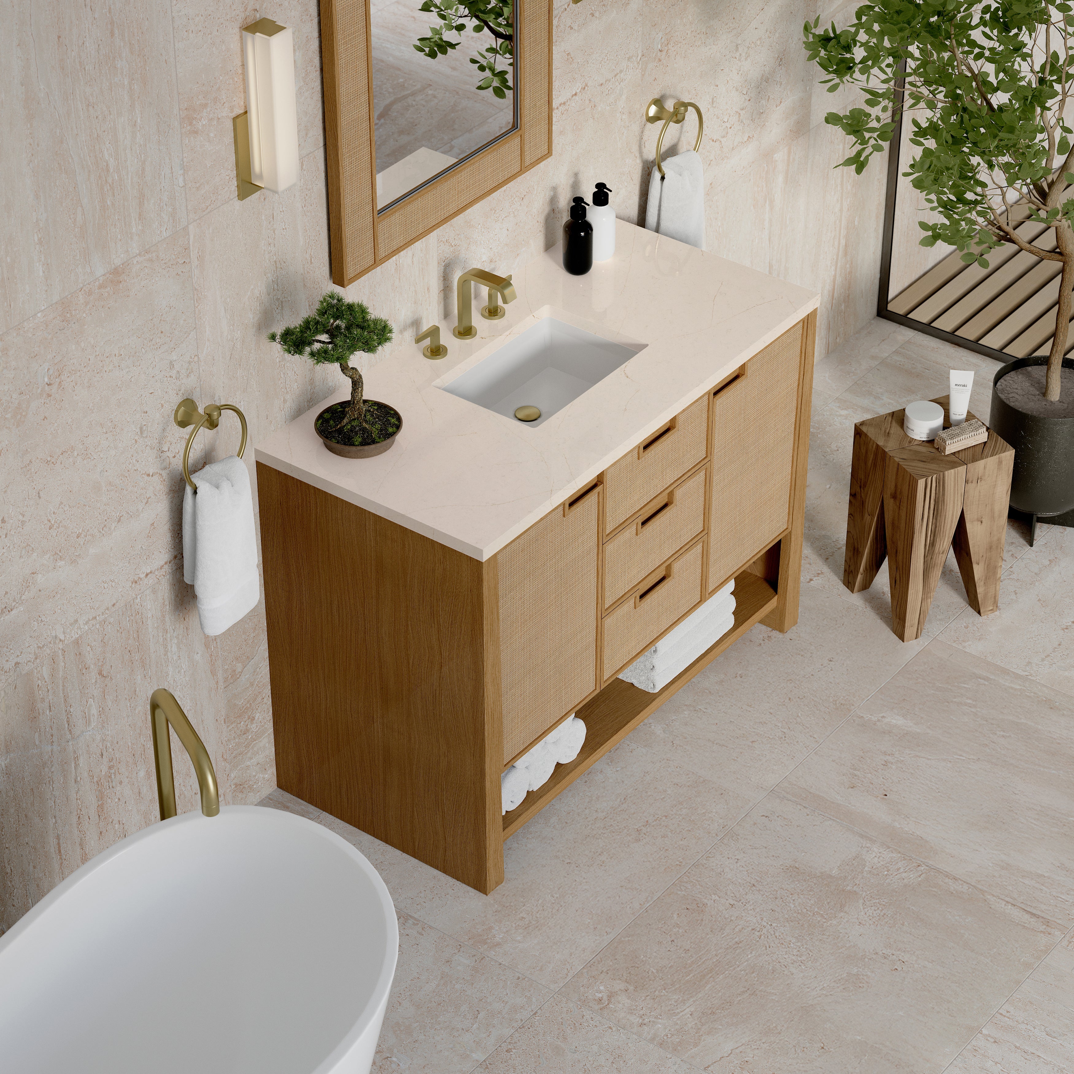 James Martin Solene 48" Single Vanity in Seaside Oak with 3cm Countertop