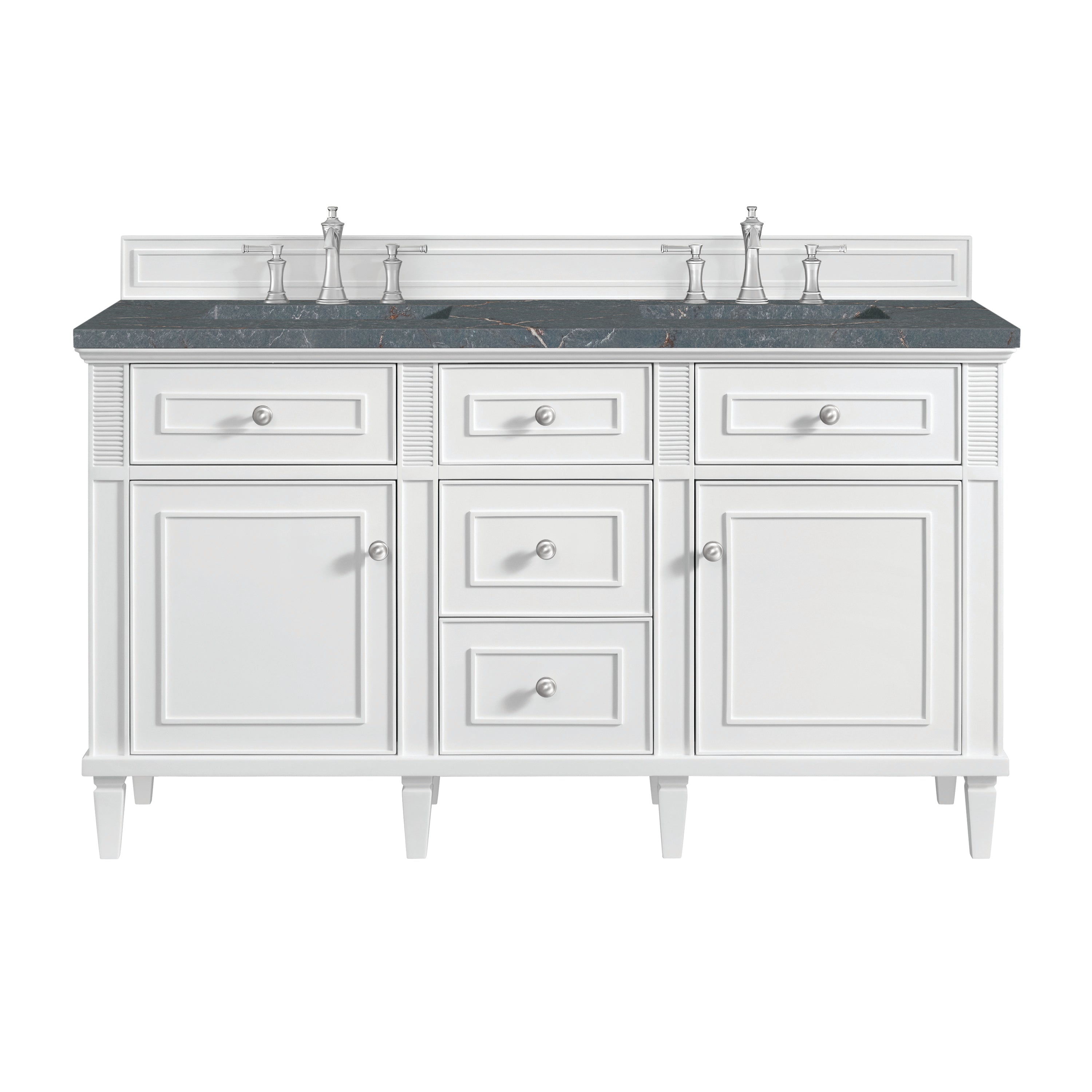 James Martin Lorelai 60" Double Vanity in Bright White with 3cm Countertop and FreePower Wireless Charger