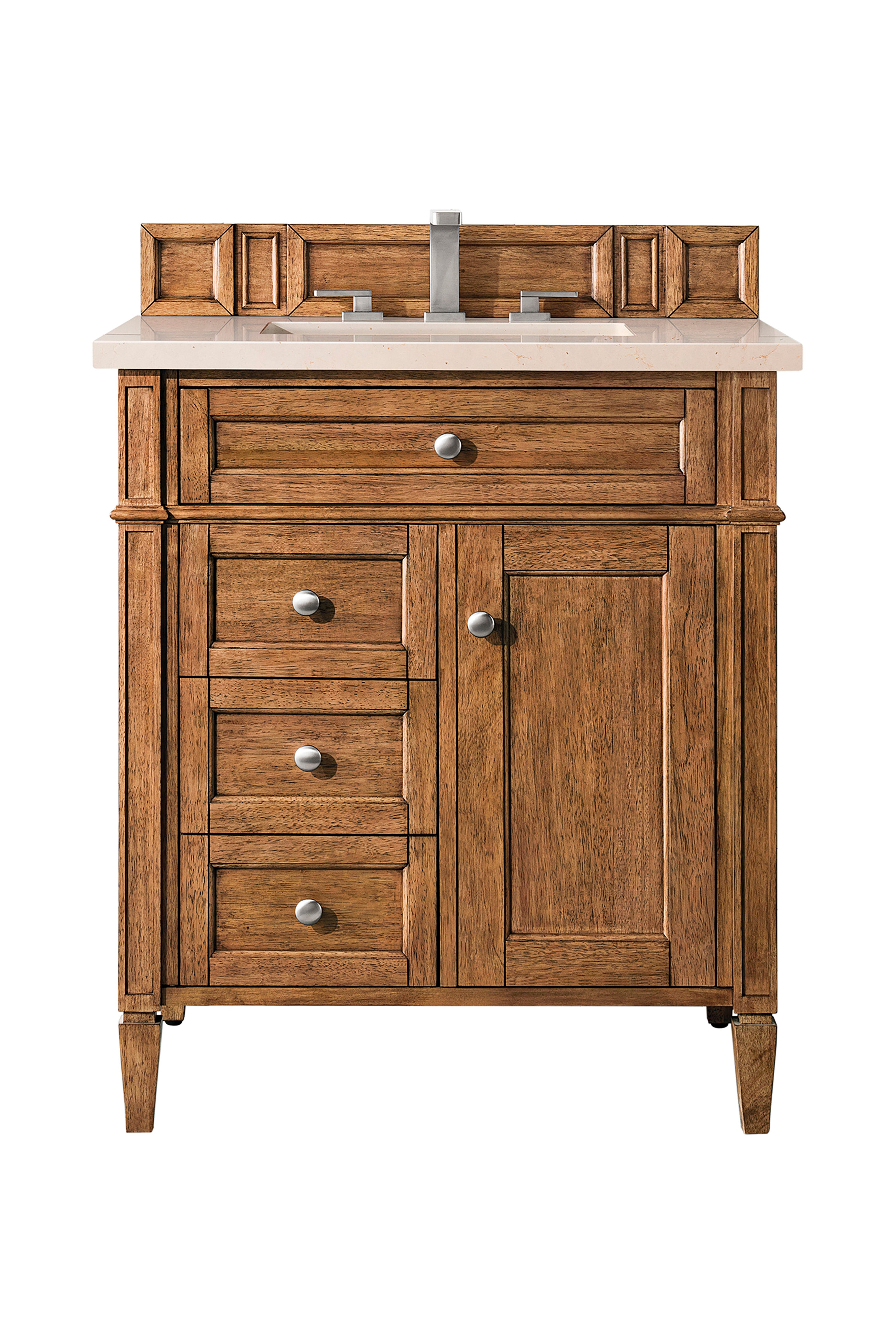 James Martin Brittany 30" Single Vanity in Saddle Brown with 3cm Countertop