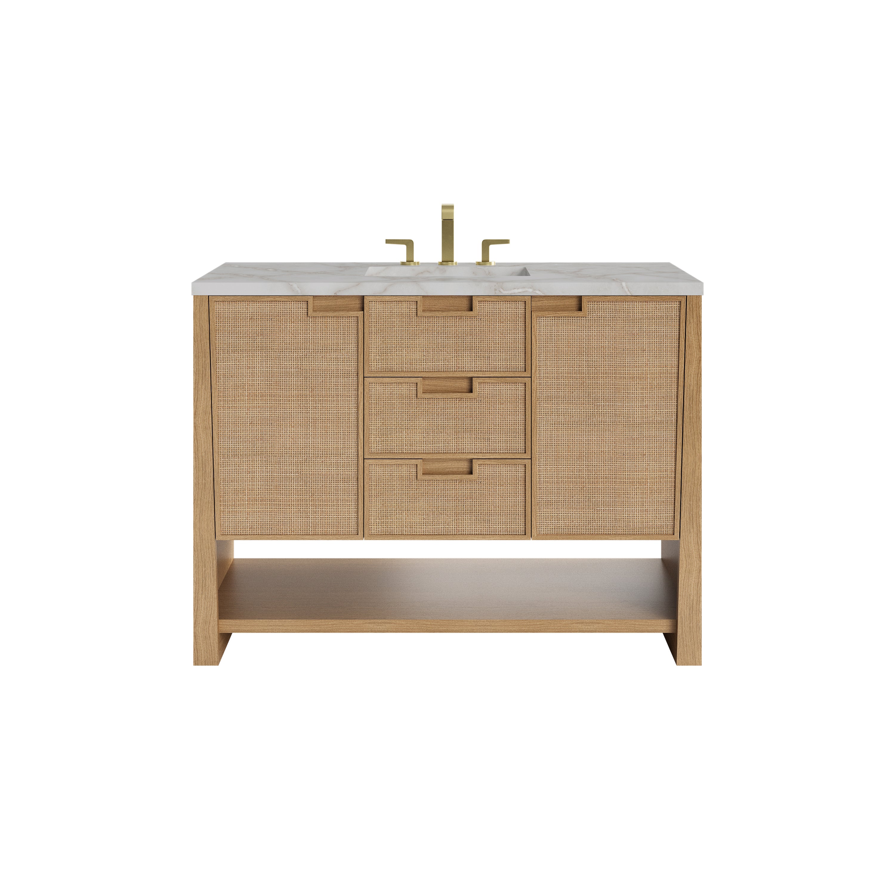 James Martin Solene 48" Single Vanity in Seaside Oak with 3cm Countertop and FreePower Wireless Charger