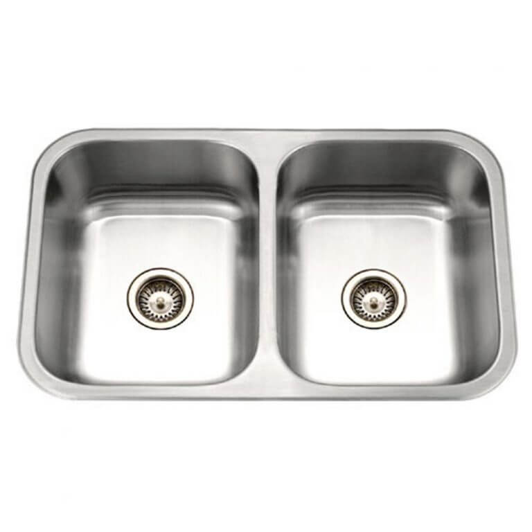 Houzer Medallion Gourmet 31" Stainless Steel Undermount 50/50 Double Bowl Kitchen Sink with Strainer