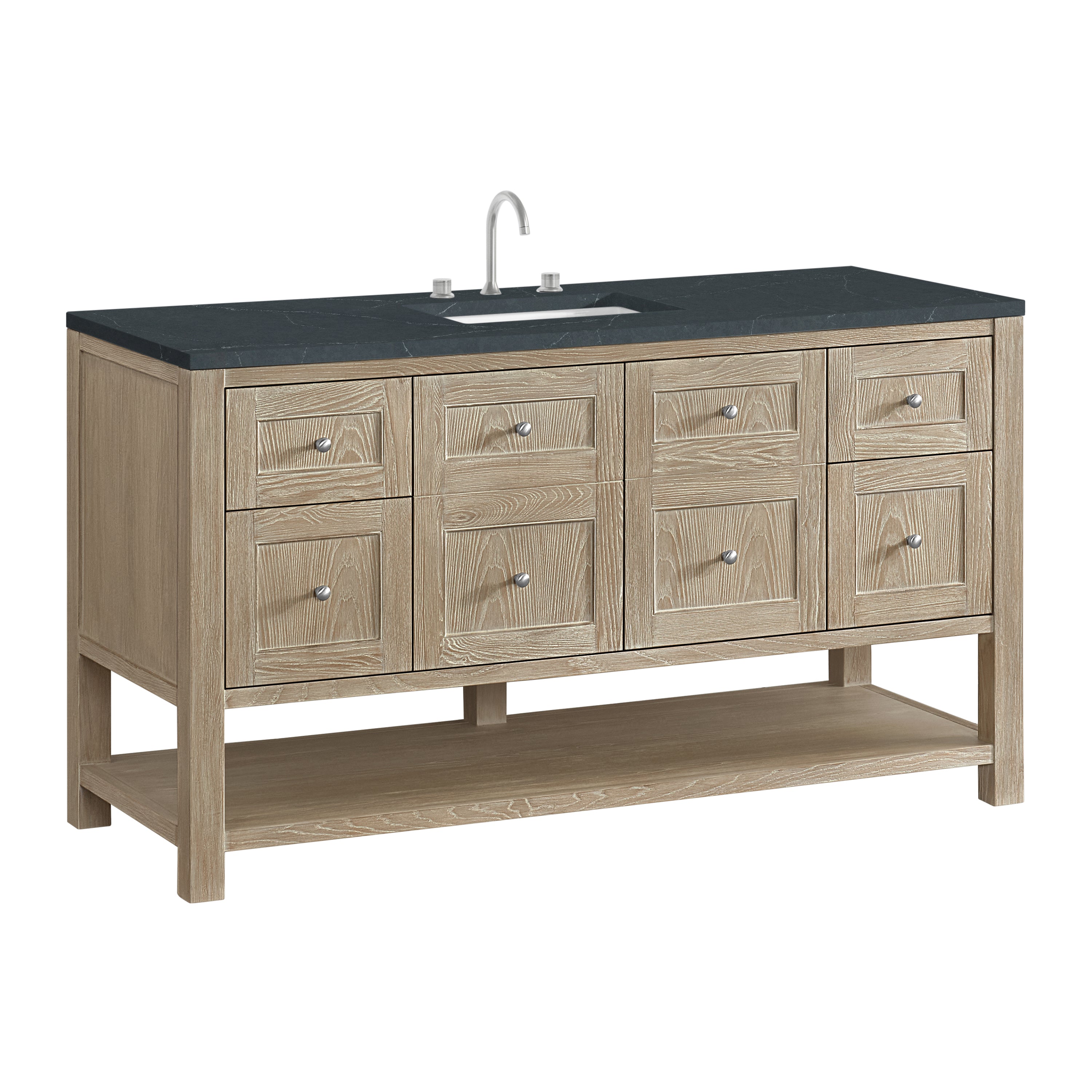James Martin Breckenridge 60" Single Vanity in Whitewashed Oak with 3cm Countertop