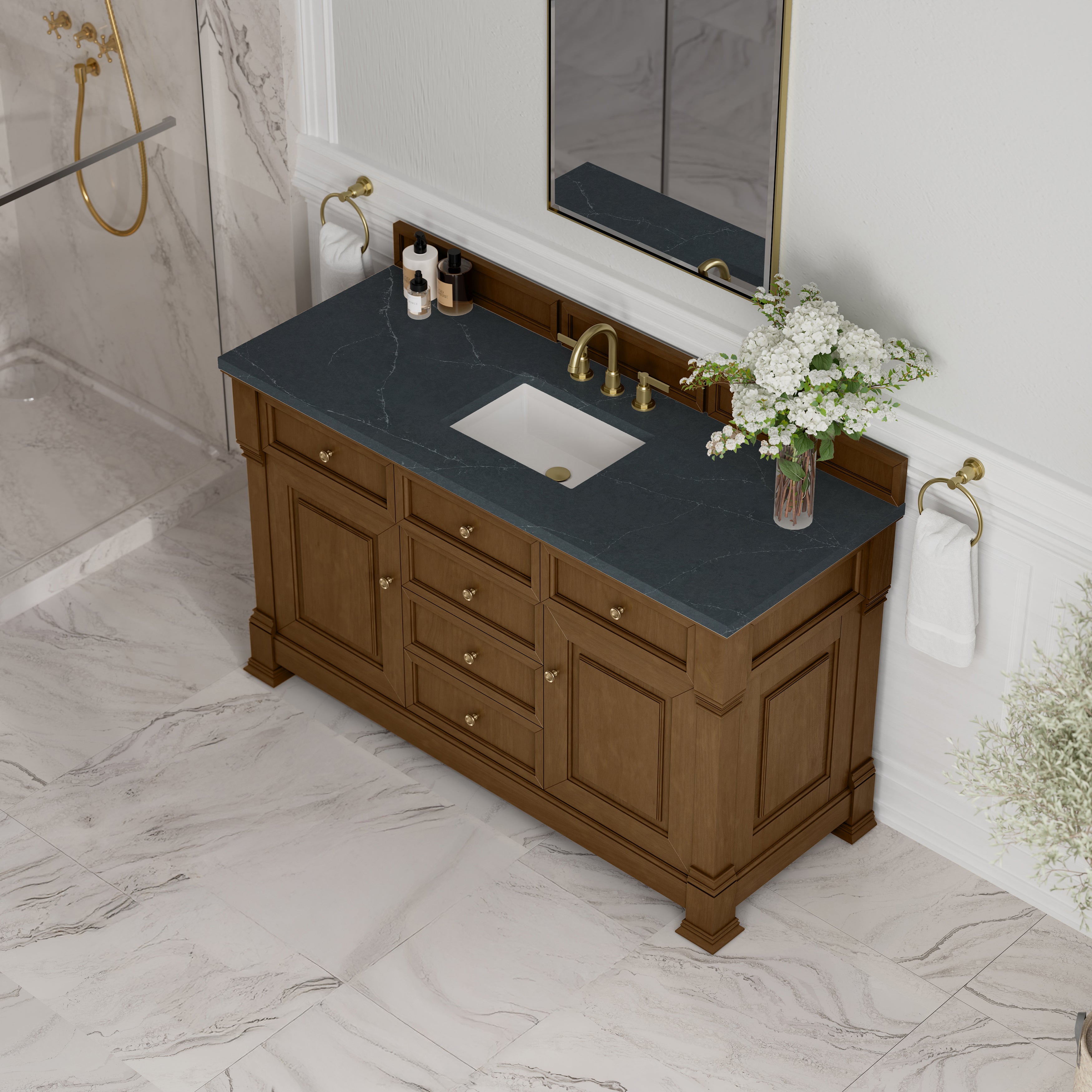James Martin Brookfield 60" Single Vanity in Honey Oak with 3cm Countertop