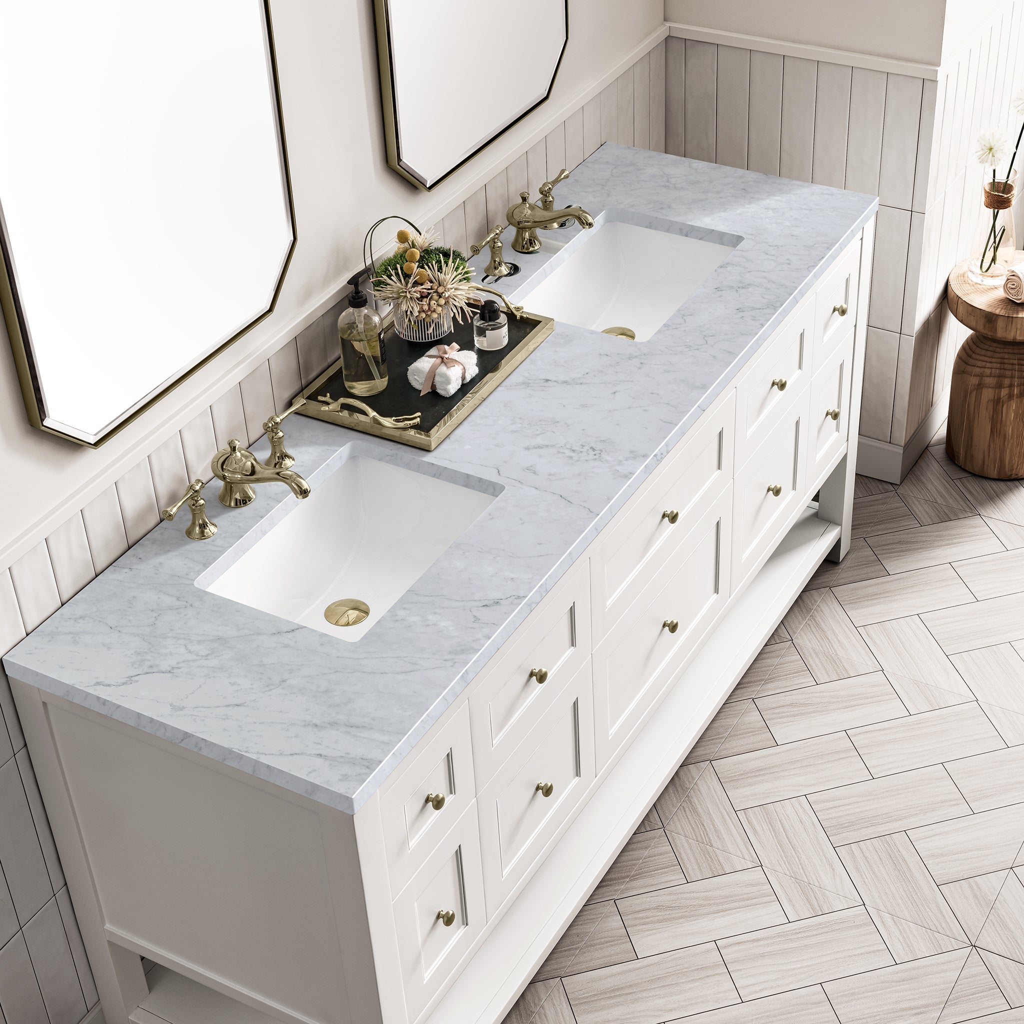 James Martin Breckenridge 72" Double Vanity in Bright White with 3cm Countertop