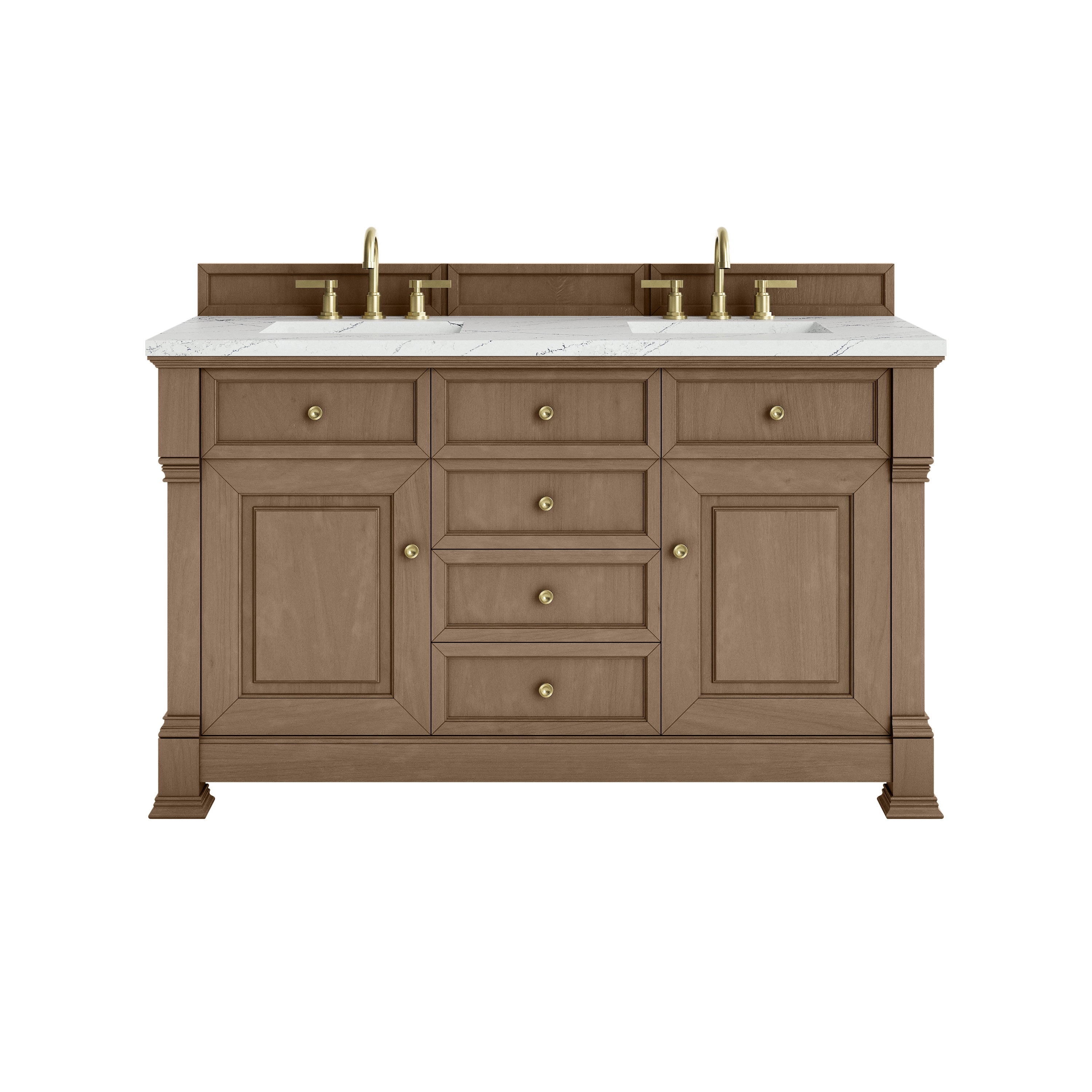 James Martin Brookfield 60" Double Vanity in Pecan with 3cm Countertop