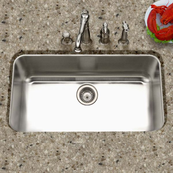 Houzer Medallion 32 inch Stainless Steel Undermount Single Bowl Kitchen Sink with Strainer