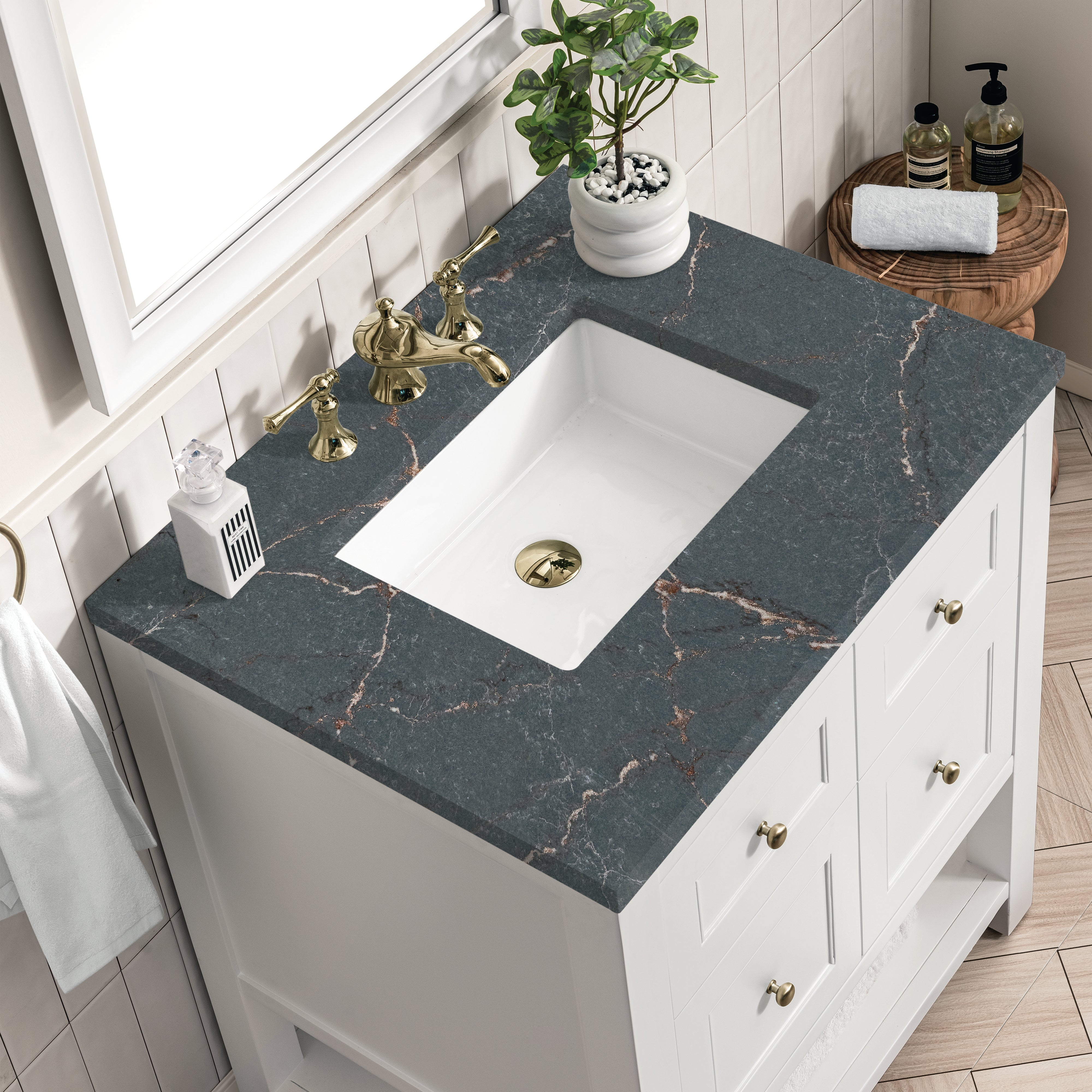 James Martin Breckenridge 30" Single Vanity in Bright White with 3cm Countertop