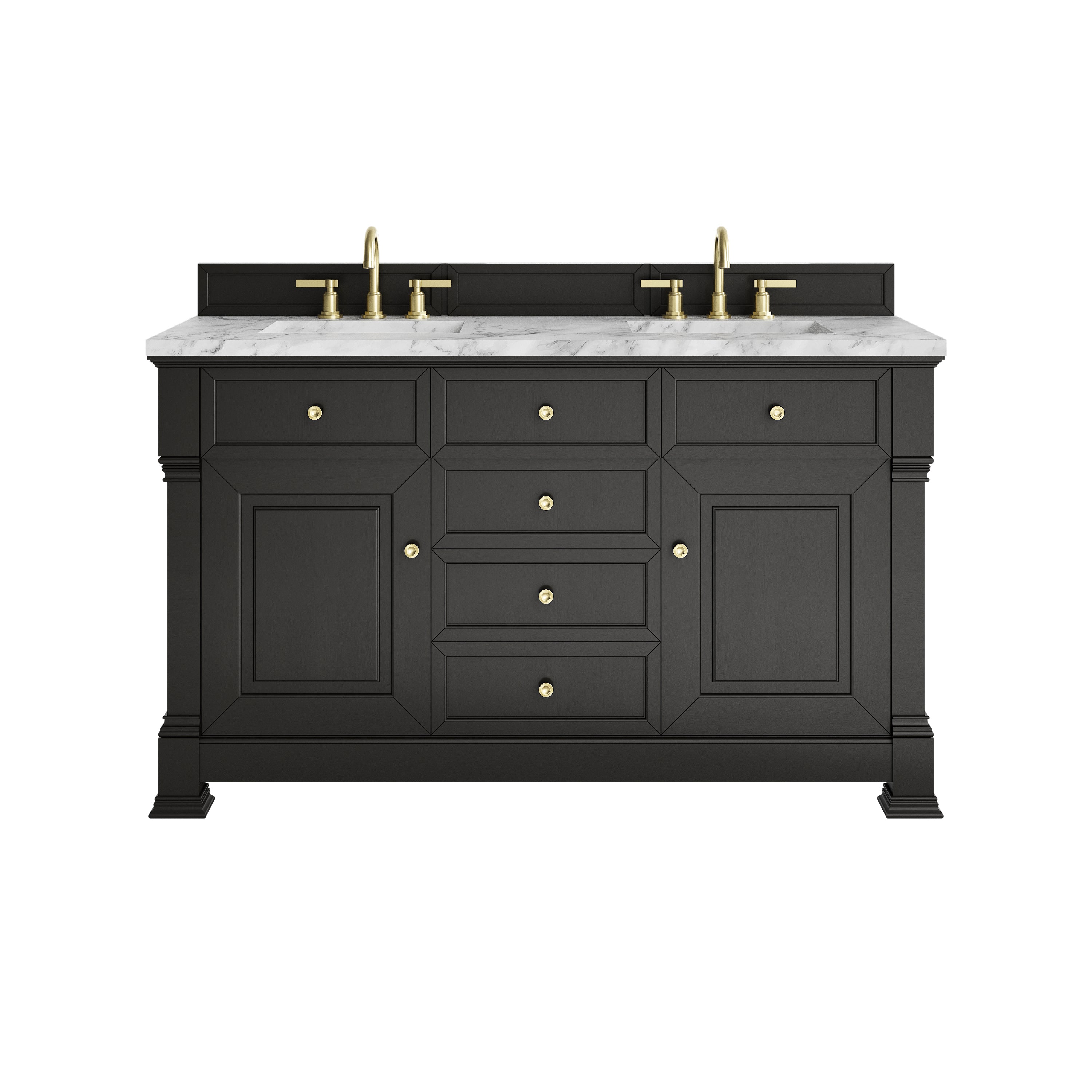 James Martin Brookfield 60" Double Vanity in Black Onyx with 3cm Countertop
