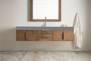 James Martin Mercer Island 72" Single Vanity in Latte Oak with Dusk Grey Glossy Composite Stone Top