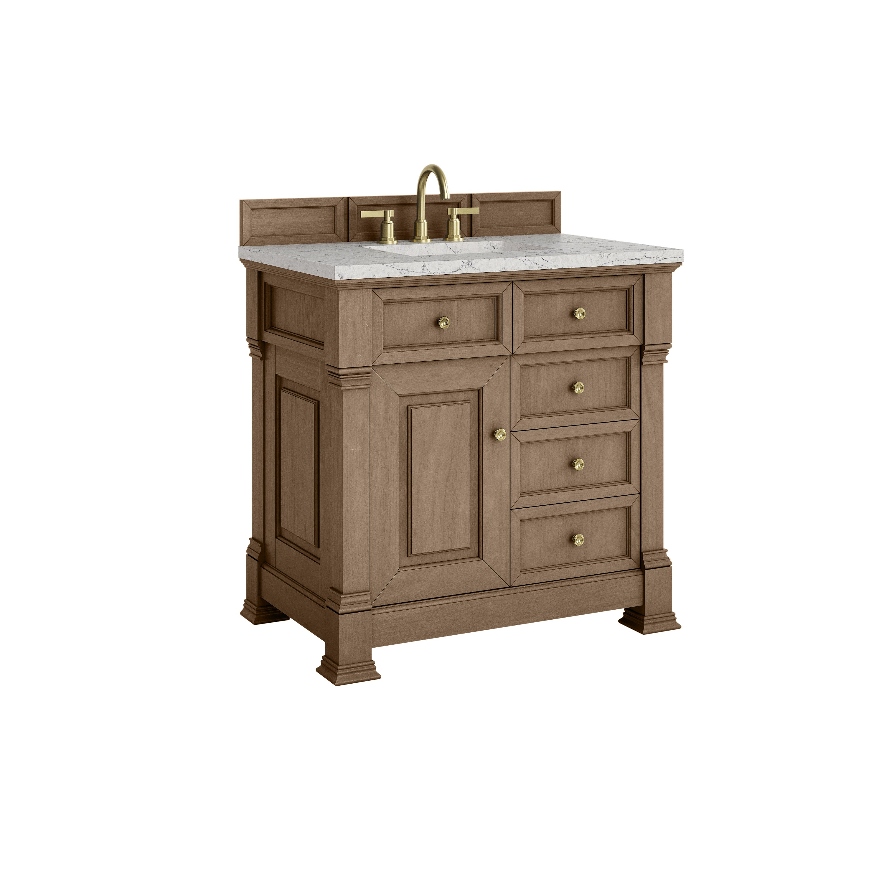 James Martin Brookfield 36" Single Vanity in Pecan with 3cm Countertop