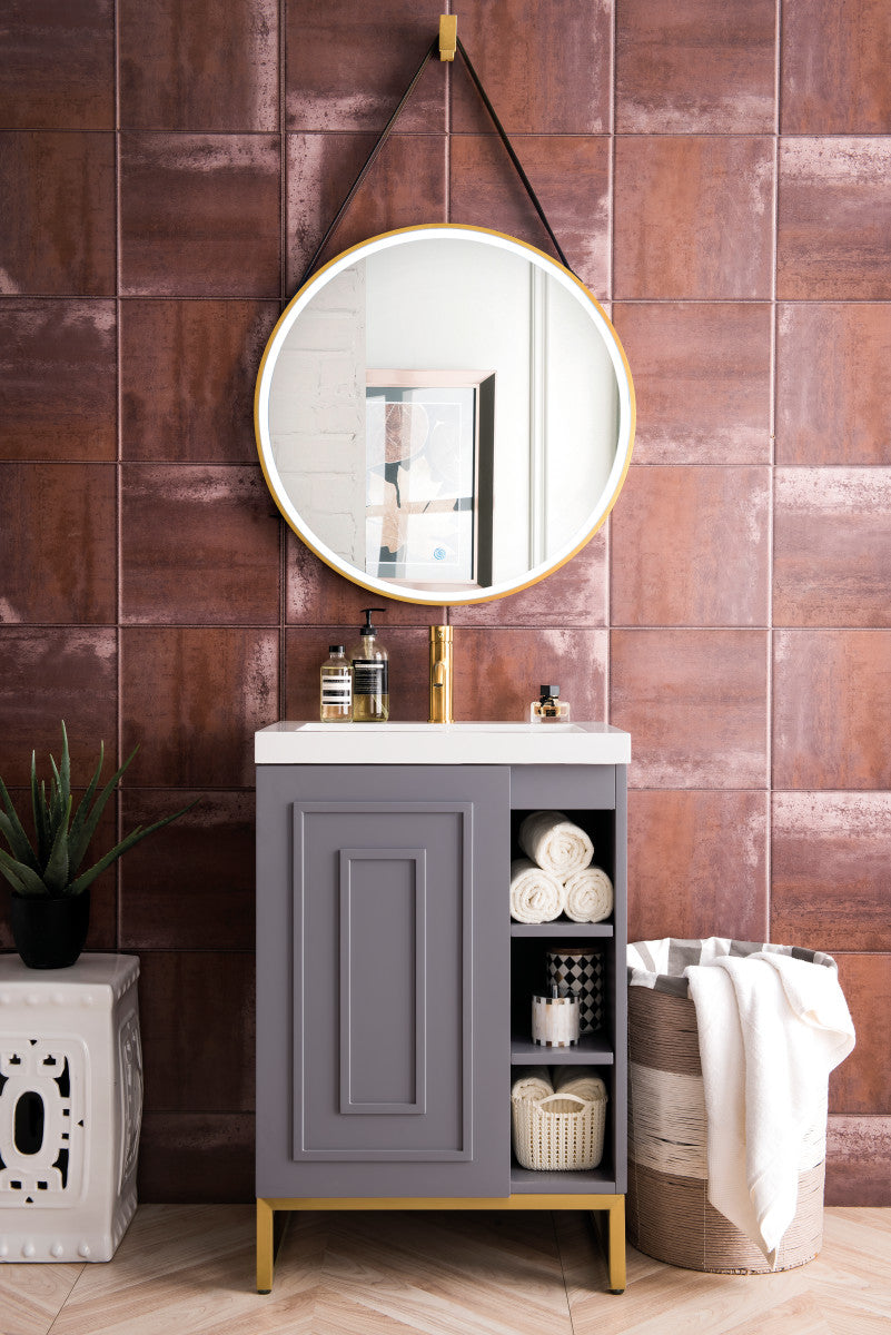 Alicante 24" Single Vanity with White Glossy Composite Stone Top