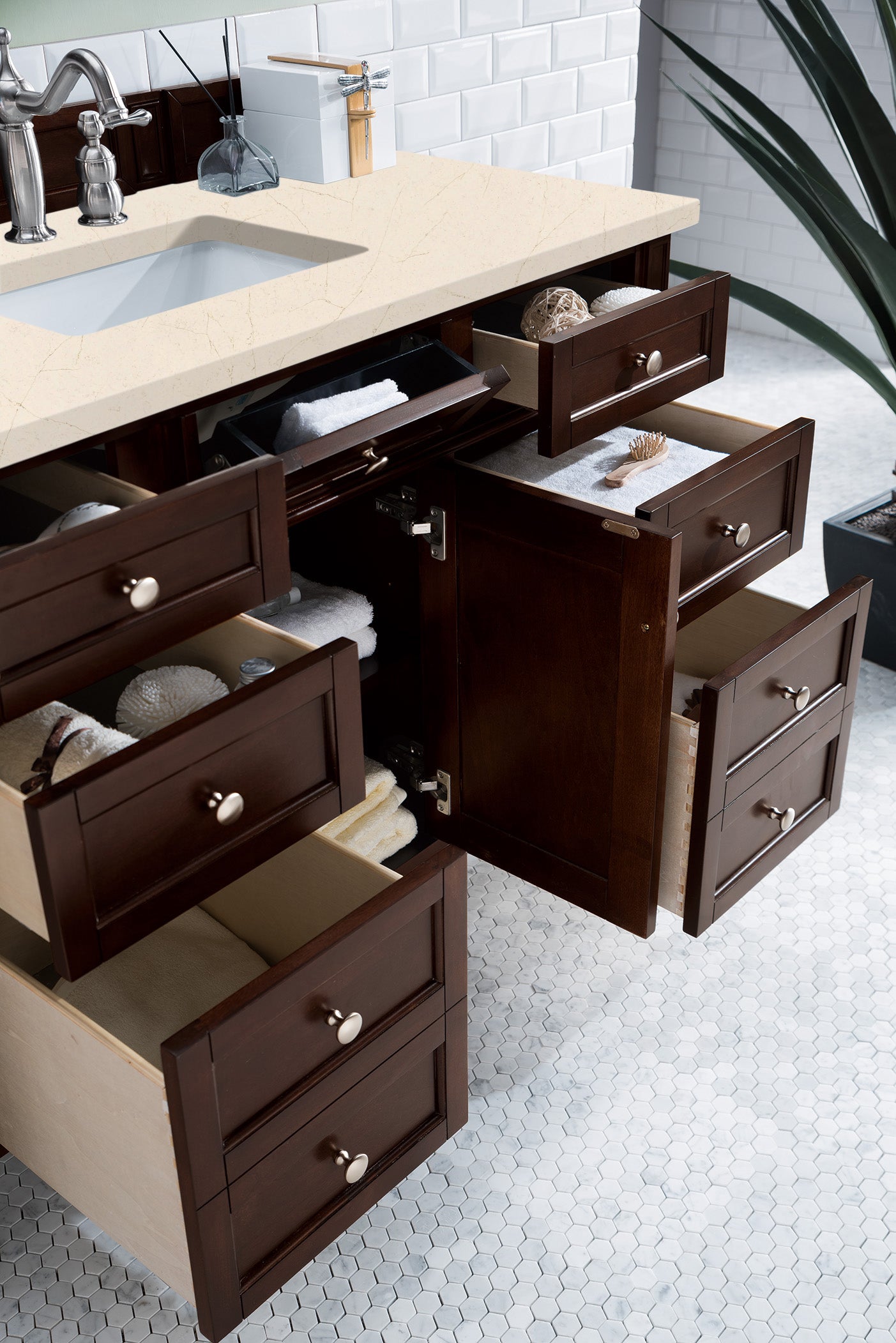 James Martin Brittany 48" Single Vanity in Burnished Mahogany with 3cm Countertop