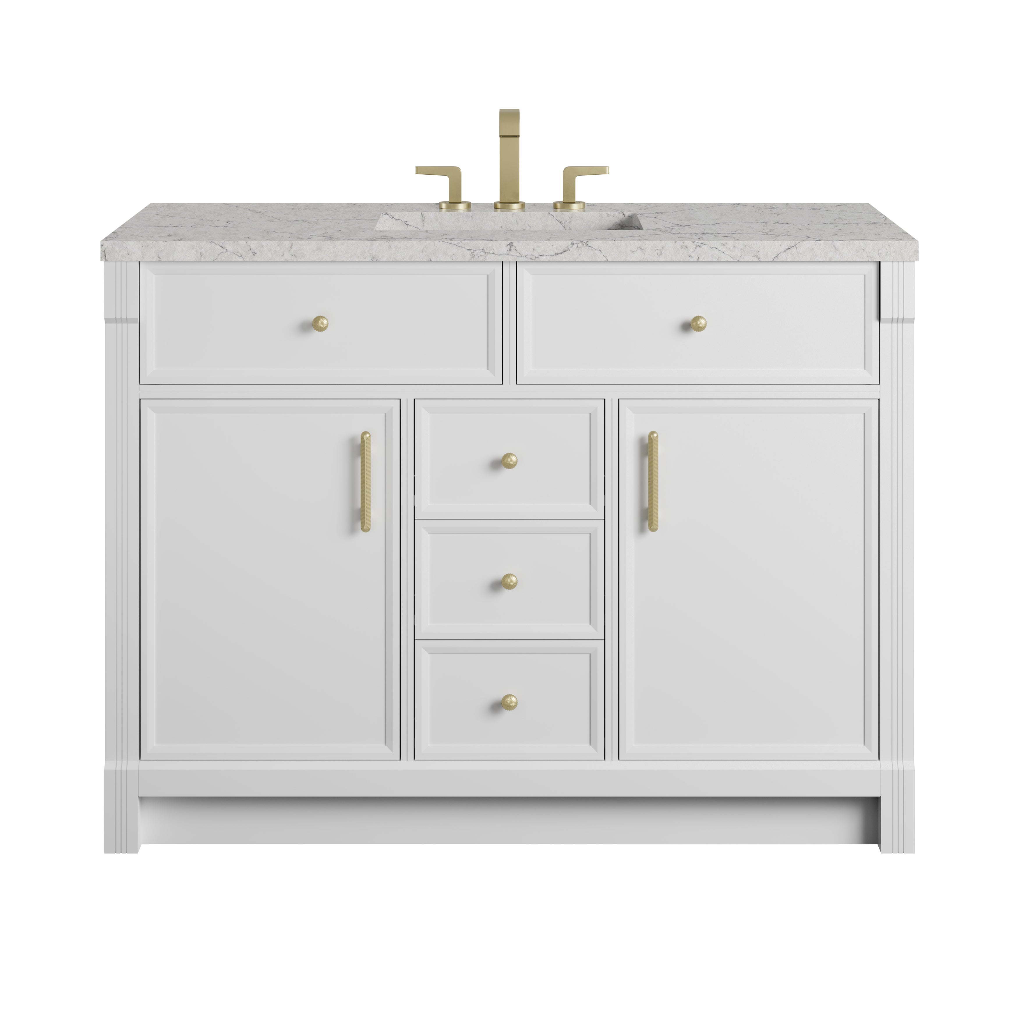James Martin Bellshire 48" Single Vanity in Bright White with 3cm Countertop