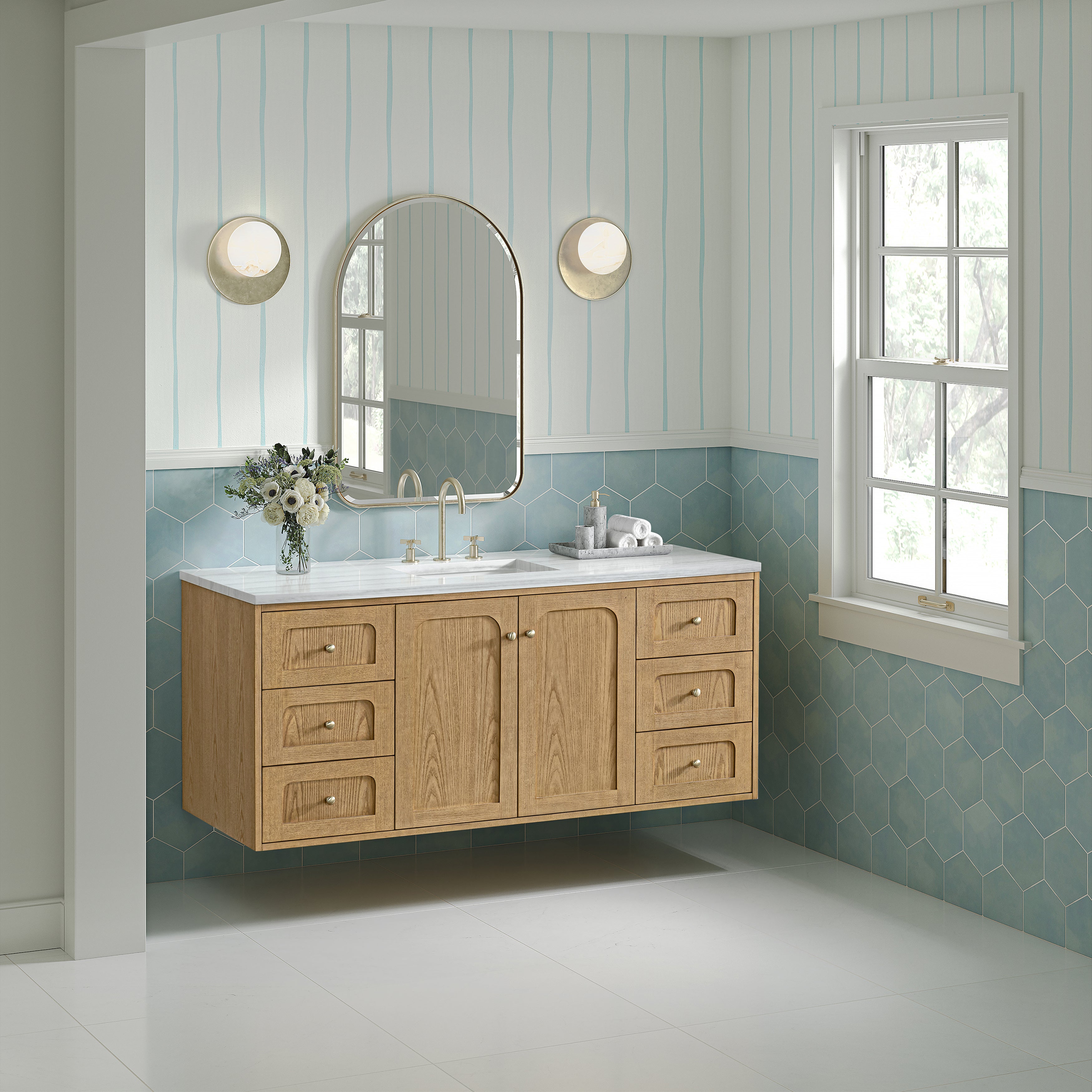 James Martin Laurent 60" Single Vanity in Light Natural Oak with 3cm Countertop