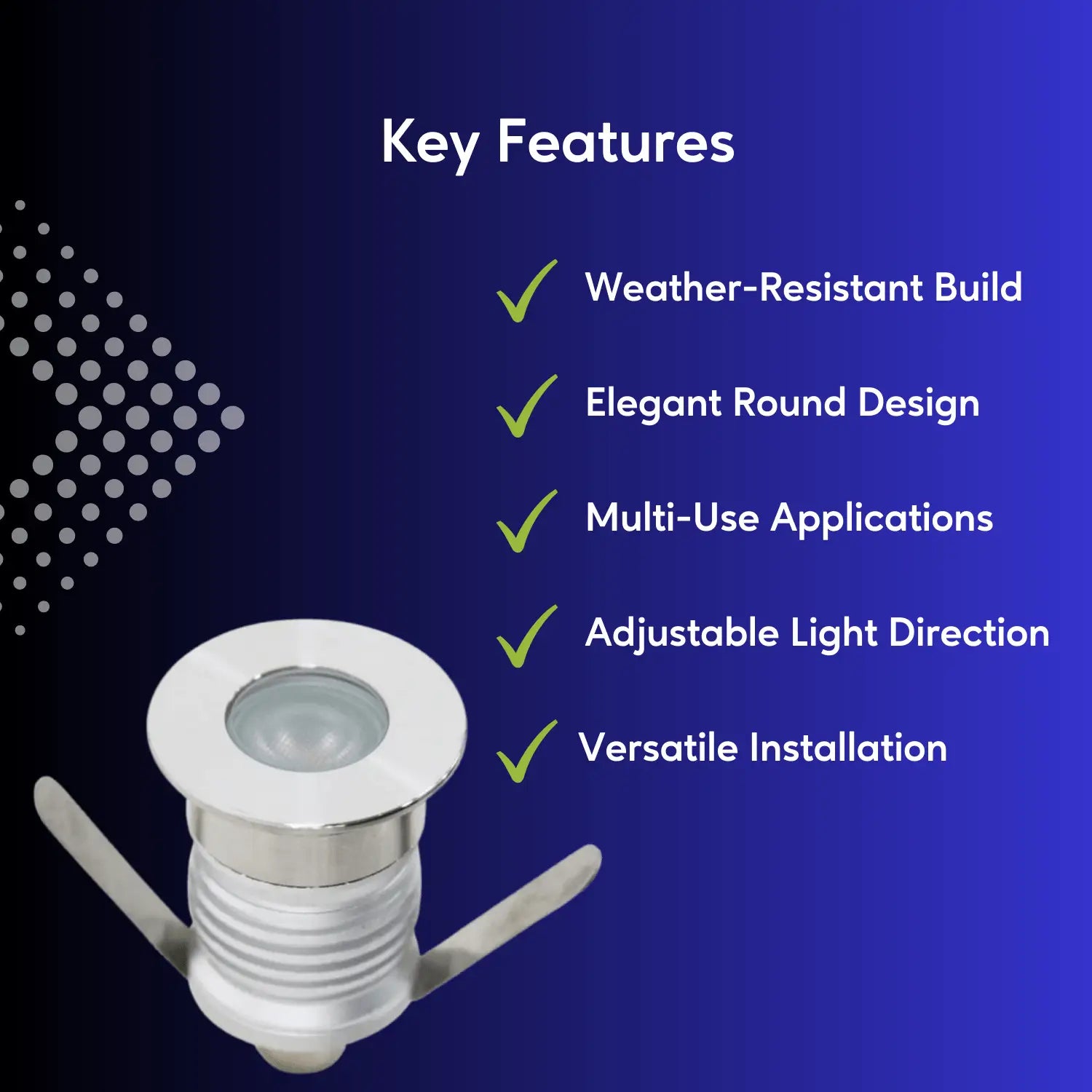 Mini Milk Cap In-Ground Well LED Light Fixture 3W 2700K 12-24V DC Input