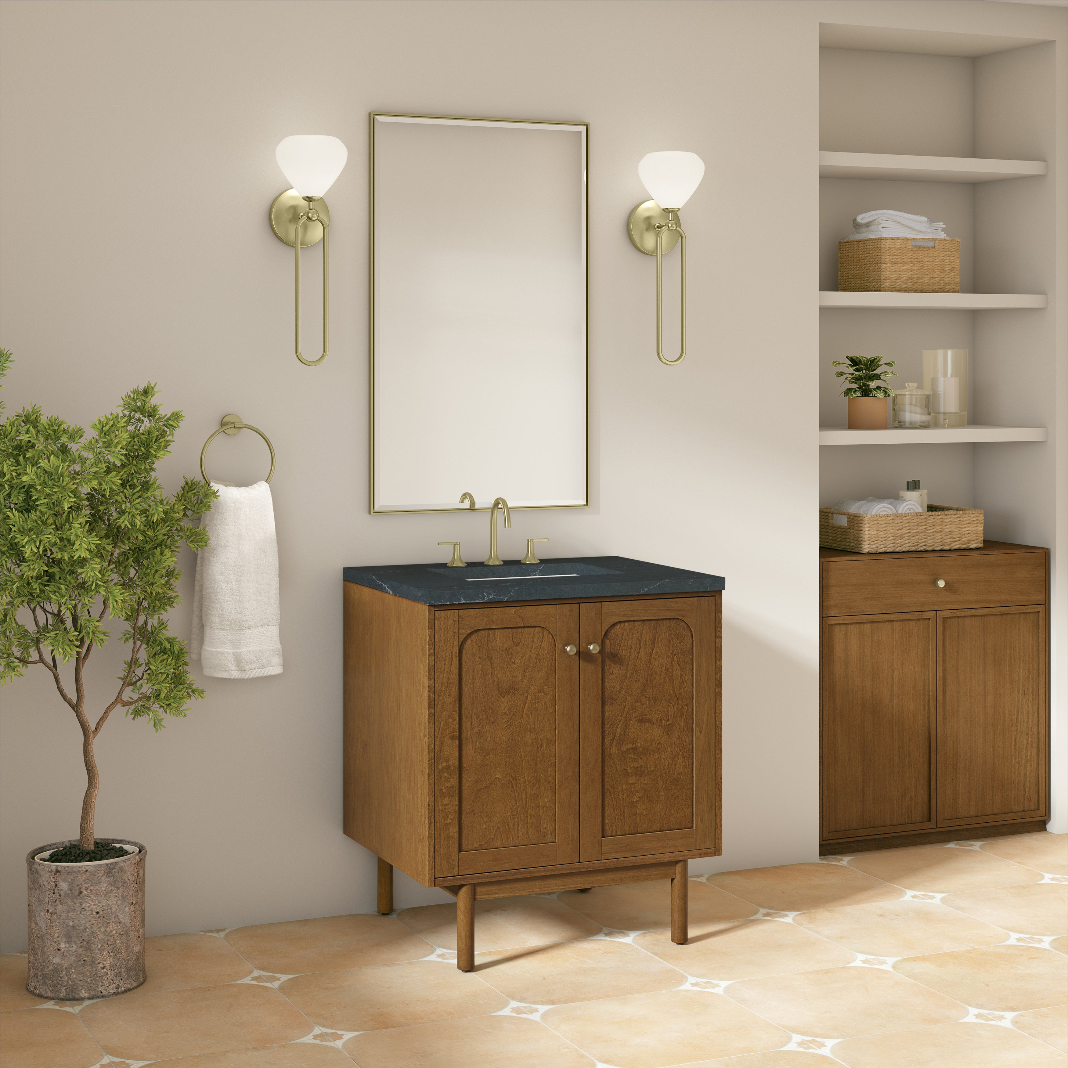 James Martin Laurent 30" Single Vanity in Honey Oak with 3cm Countertop