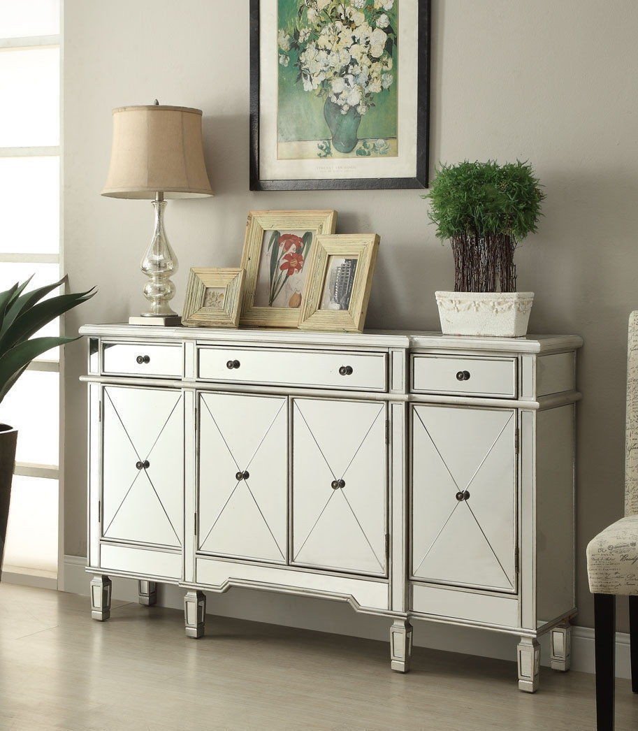 Chans Furniture DH-695 Mirrored Relection Andrea Hall Console (Silver)