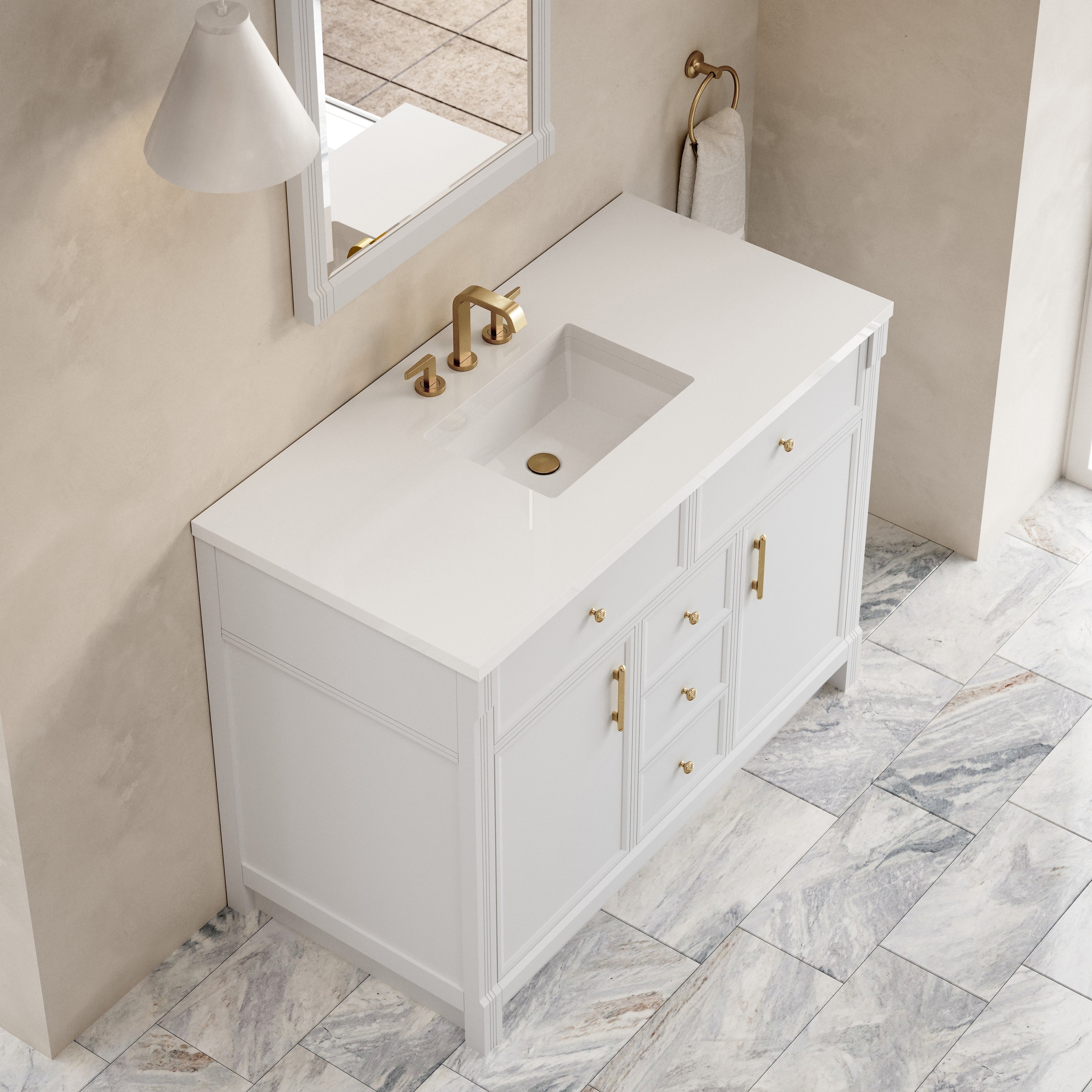 James Martin Bellshire 48" Single Vanity in Bright White with 3cm Countertop