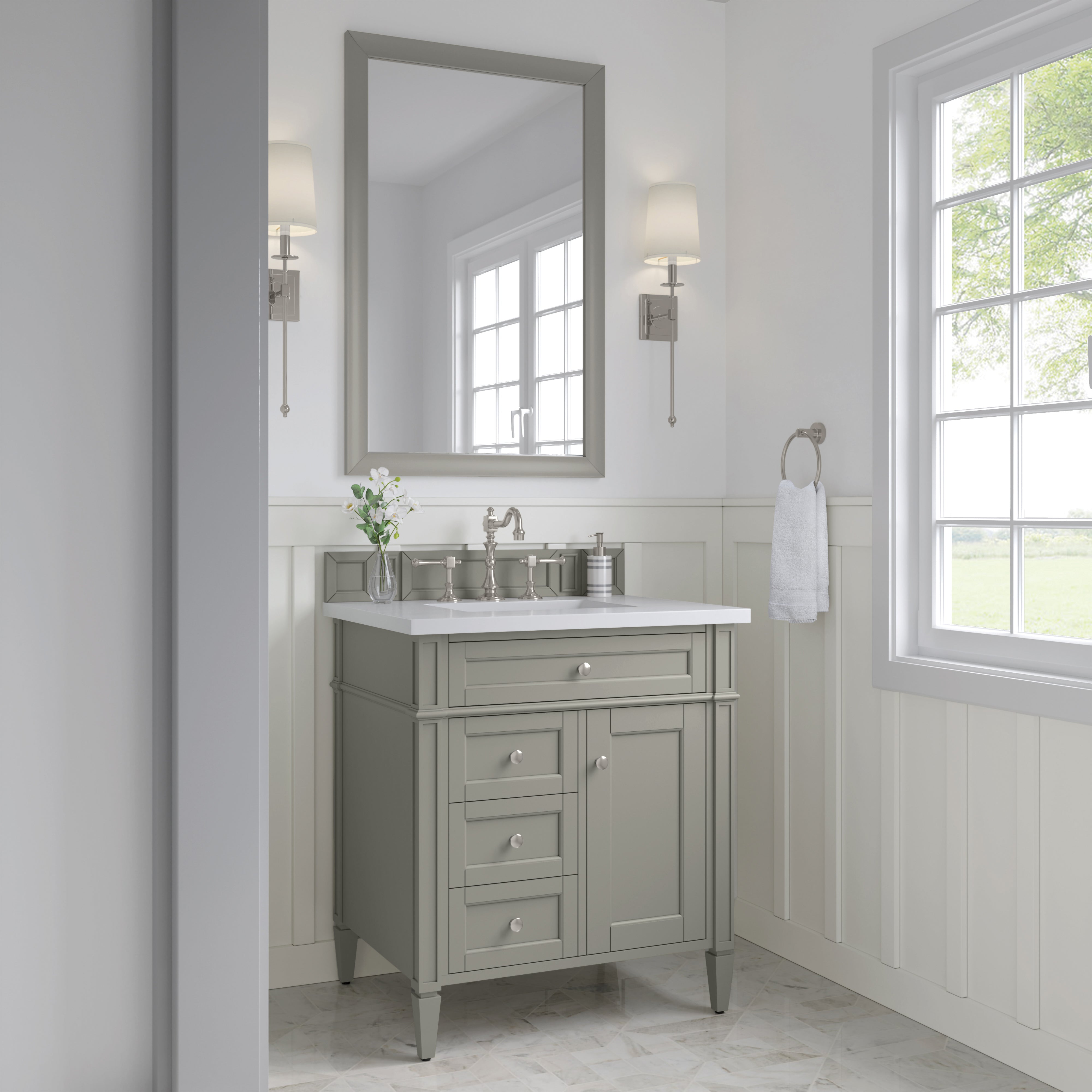 James Martin Brittany 30" Single Vanity in Urban Gray with 3cm Countertop