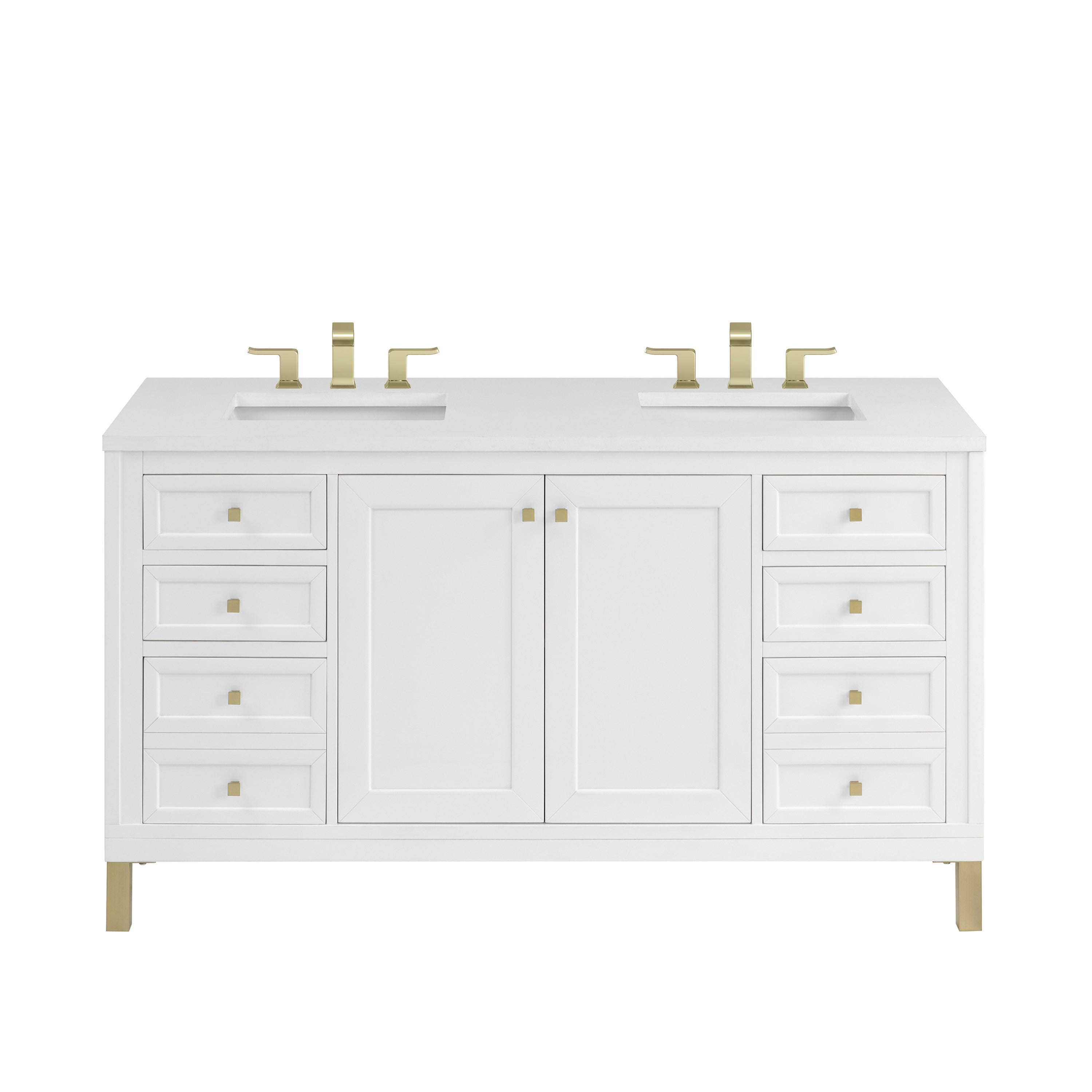 James Martin Chicago 60" Double Vanity in Glossy White with 3cm Countertop