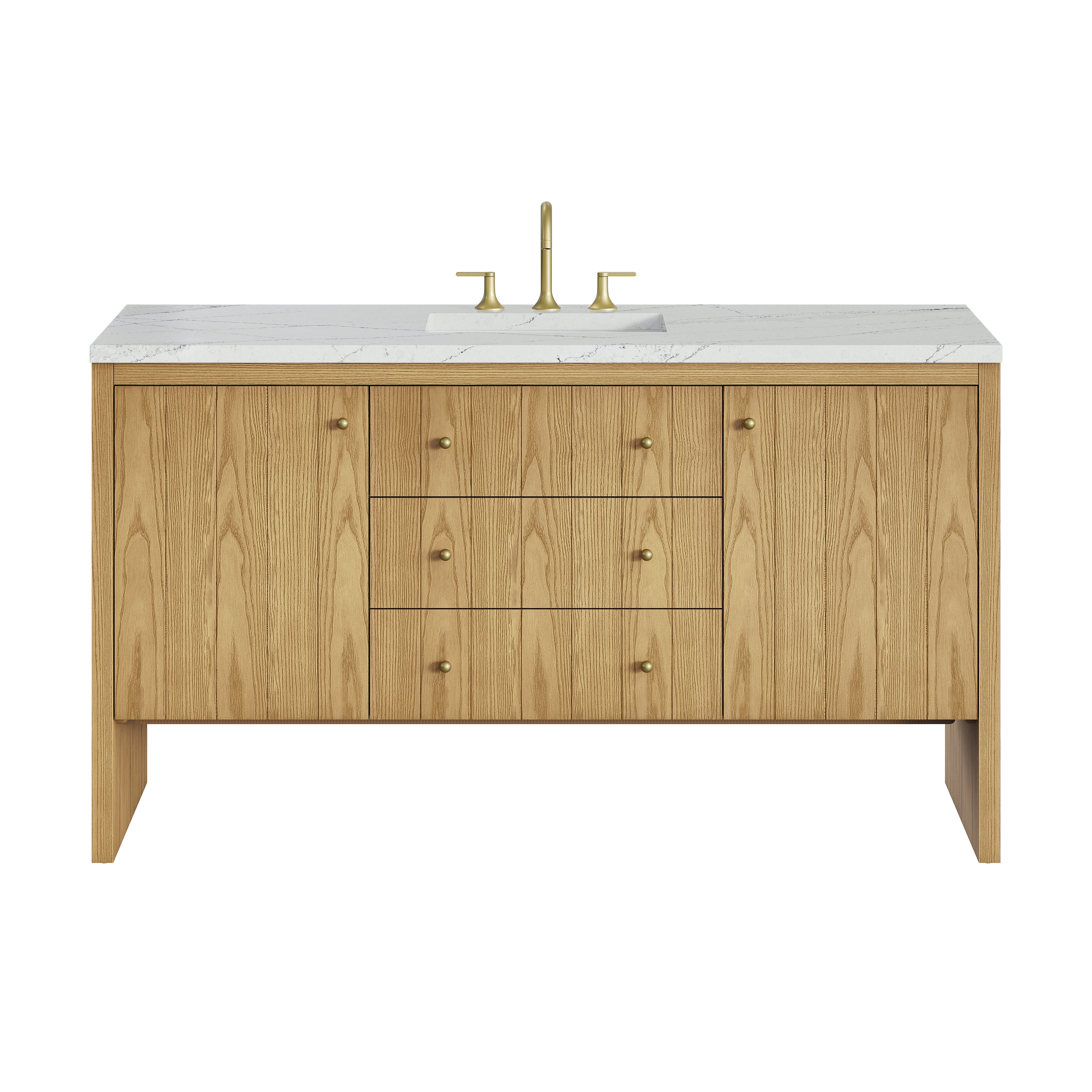 James Martin Hudson 60" Single Vanity in Light Natural Oak with 3cm Countertop