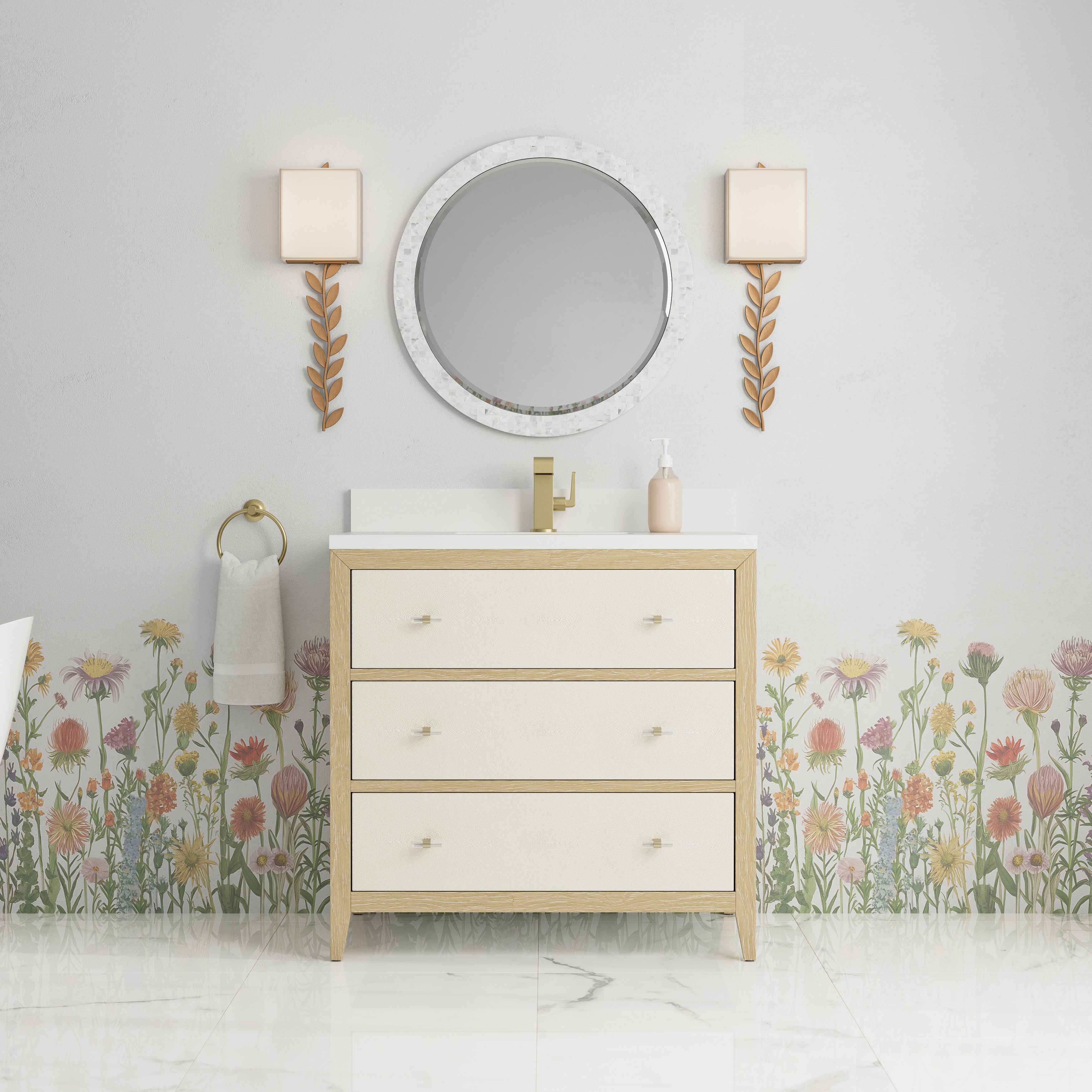 James Martin Celeste 36" Single Vanity in Sunwashed Oak with 3cm Countertop