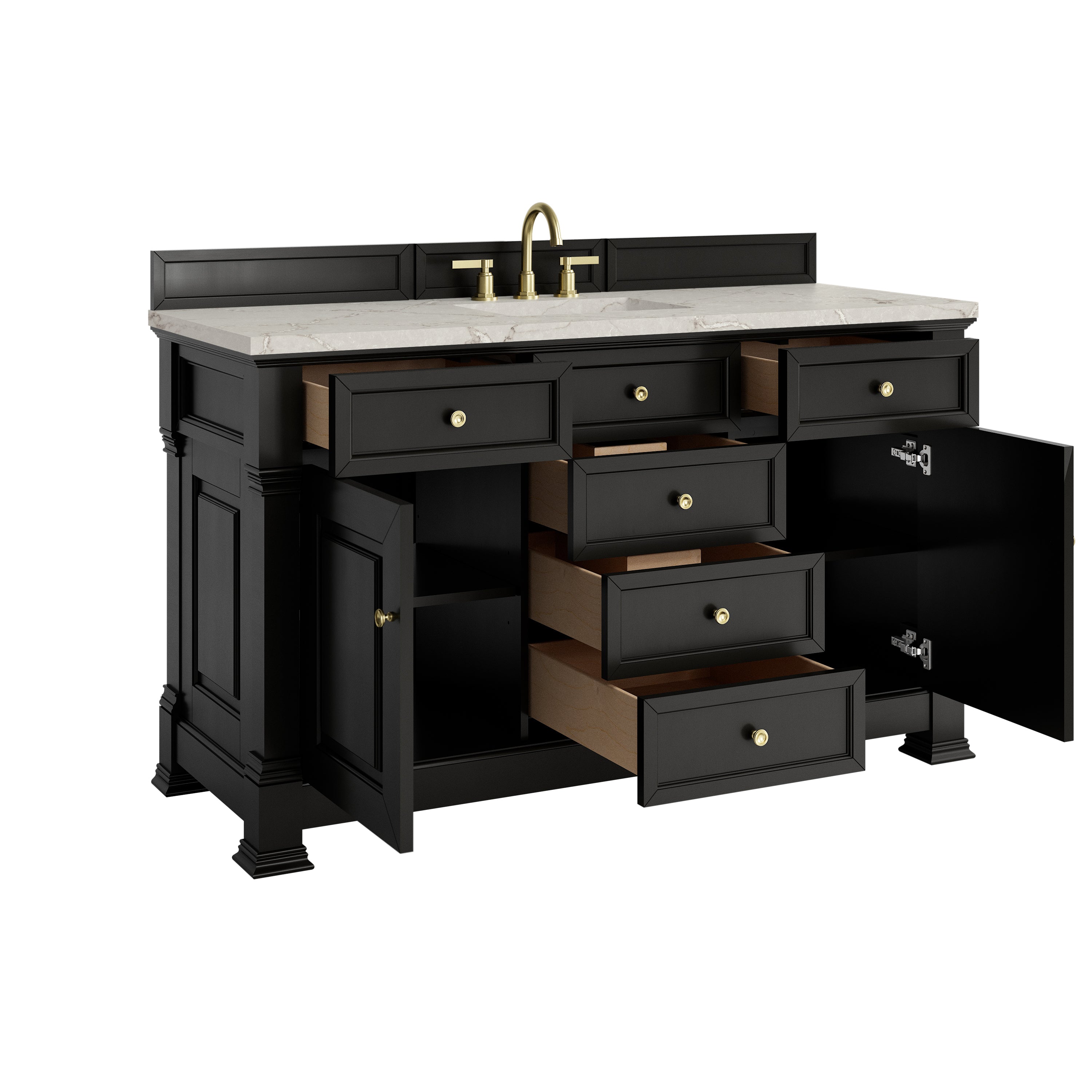 James Martin Brookfield 60" Single Vanity in Black Onyx with 3cm Countertop