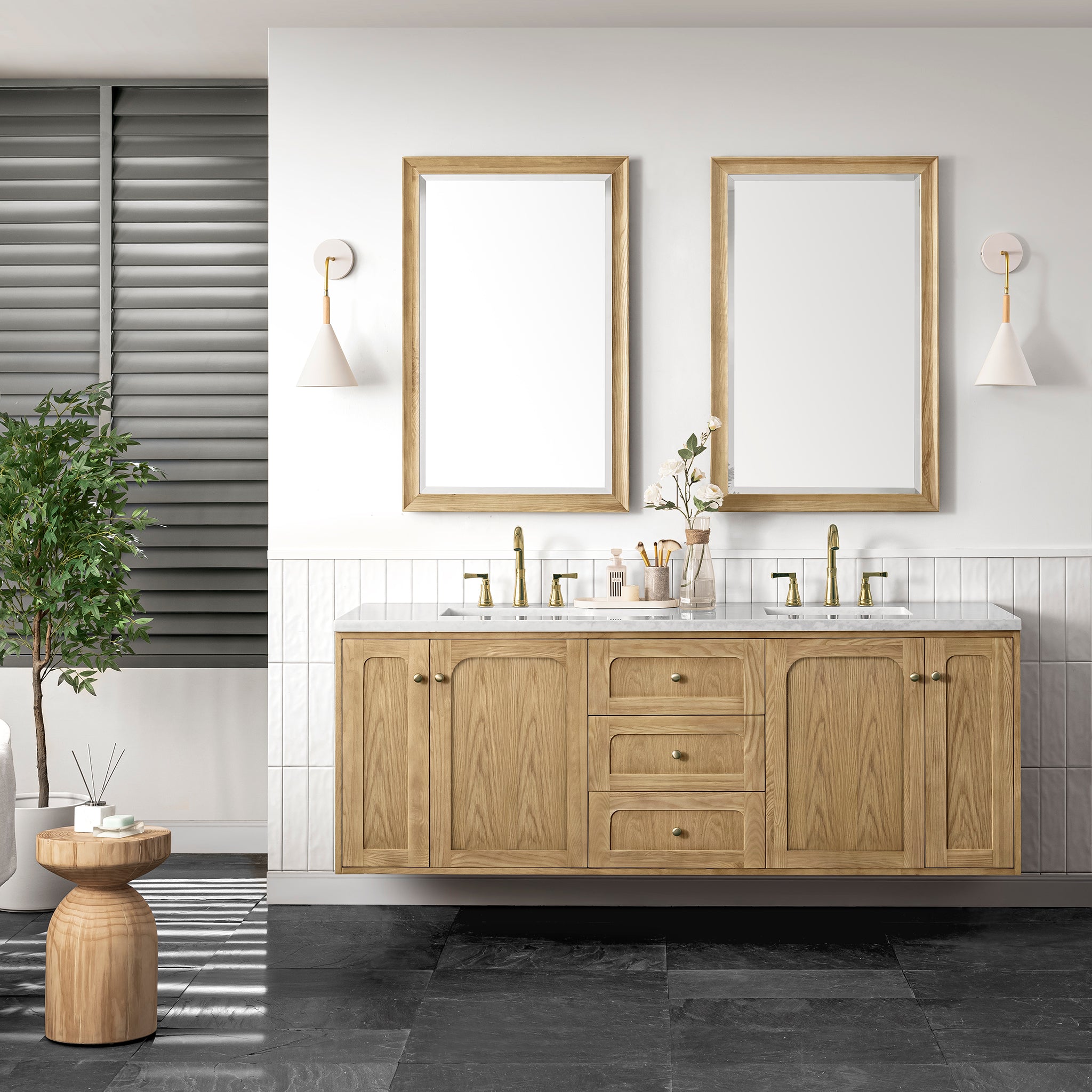 James Martin Laurent 72" Double Vanity in Light Natural Oak with 3cm Countertop