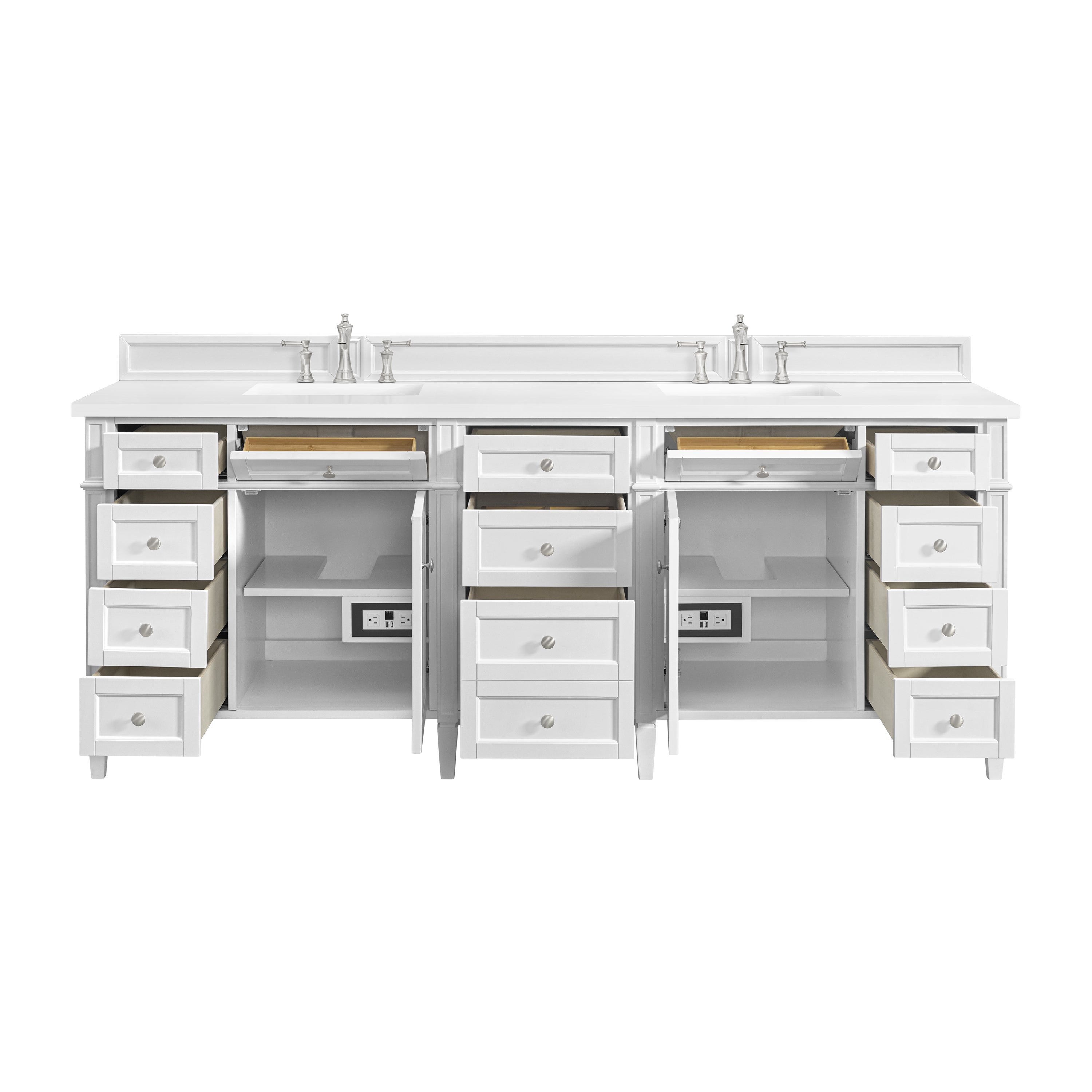 James Martin Brittany 84" Double Vanity in Bright White with 3cm Countertop