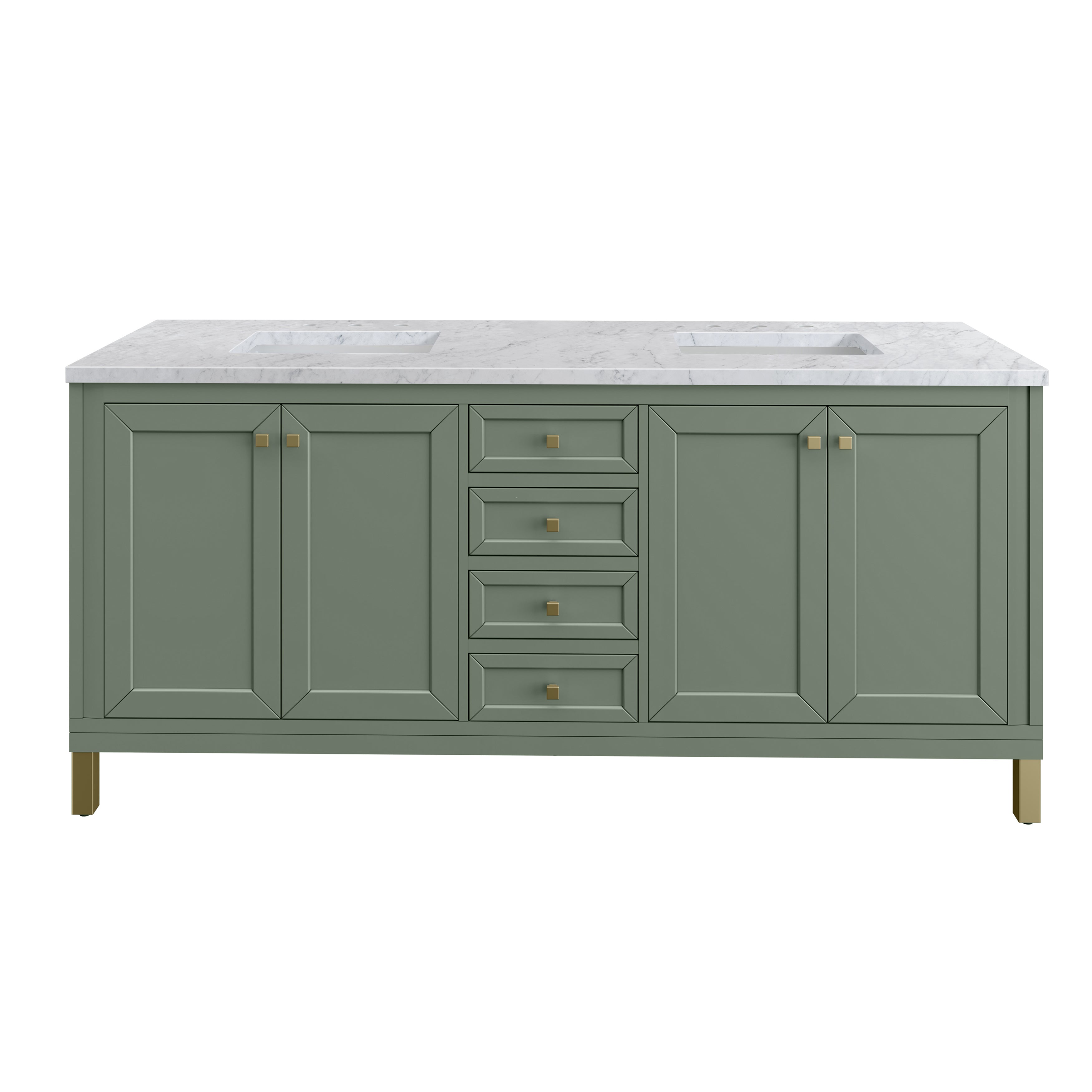James Martin Chicago 72" Double Vanity in Smokey Celadon with 3cm Countertop