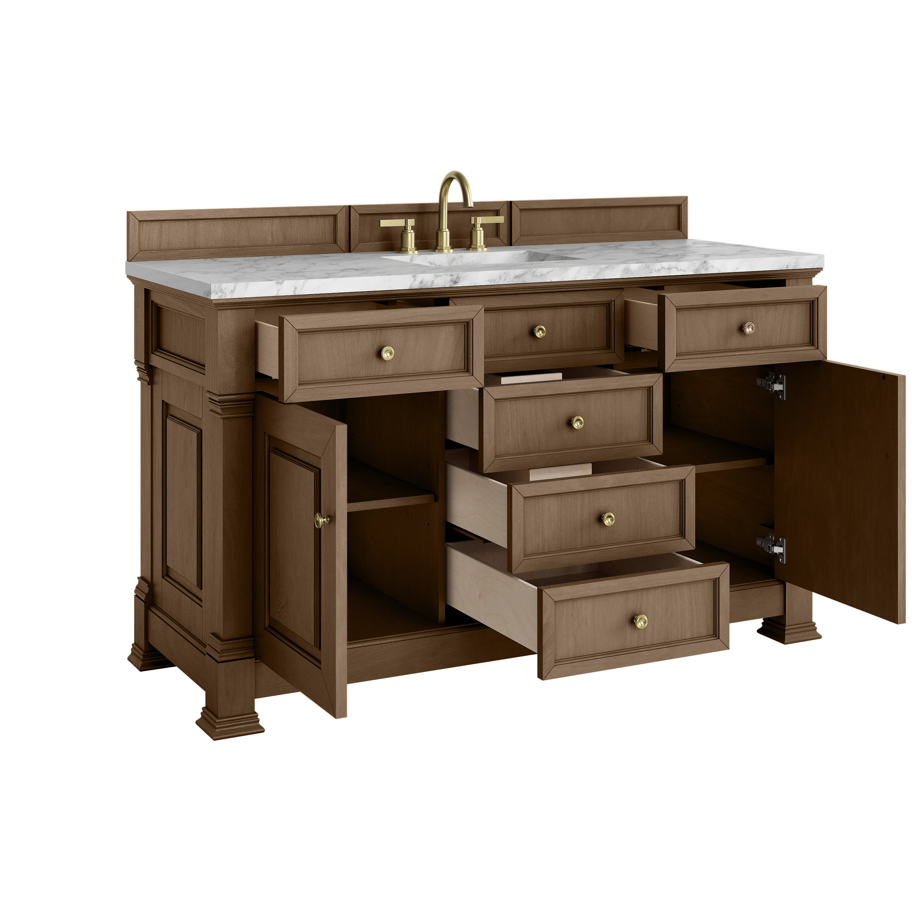 James Martin Brookfield 60" Single Vanity in Pecan with 3cm Countertop