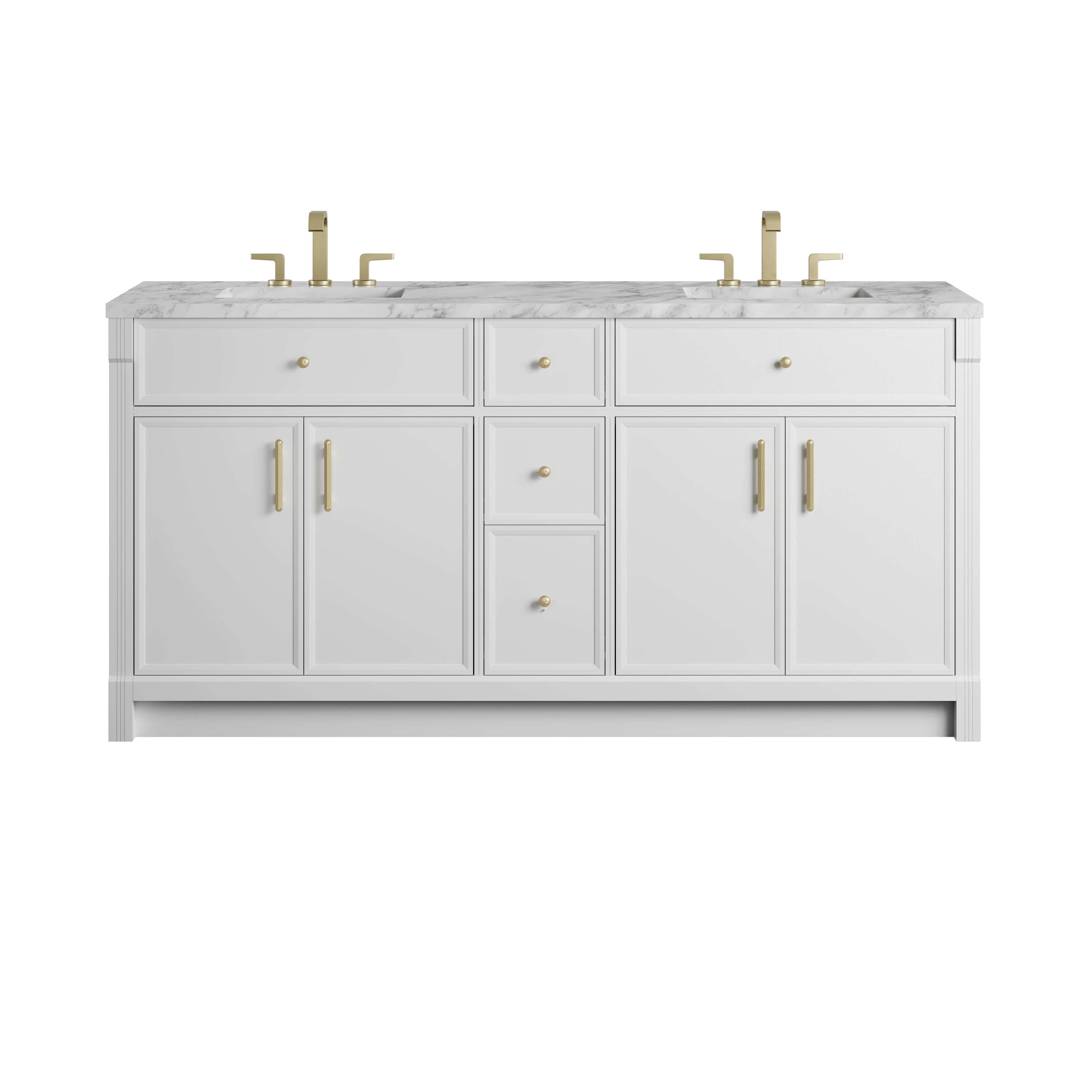 James Martin Bellshire 72" Double Vanity in Bright White with 3cm Countertop