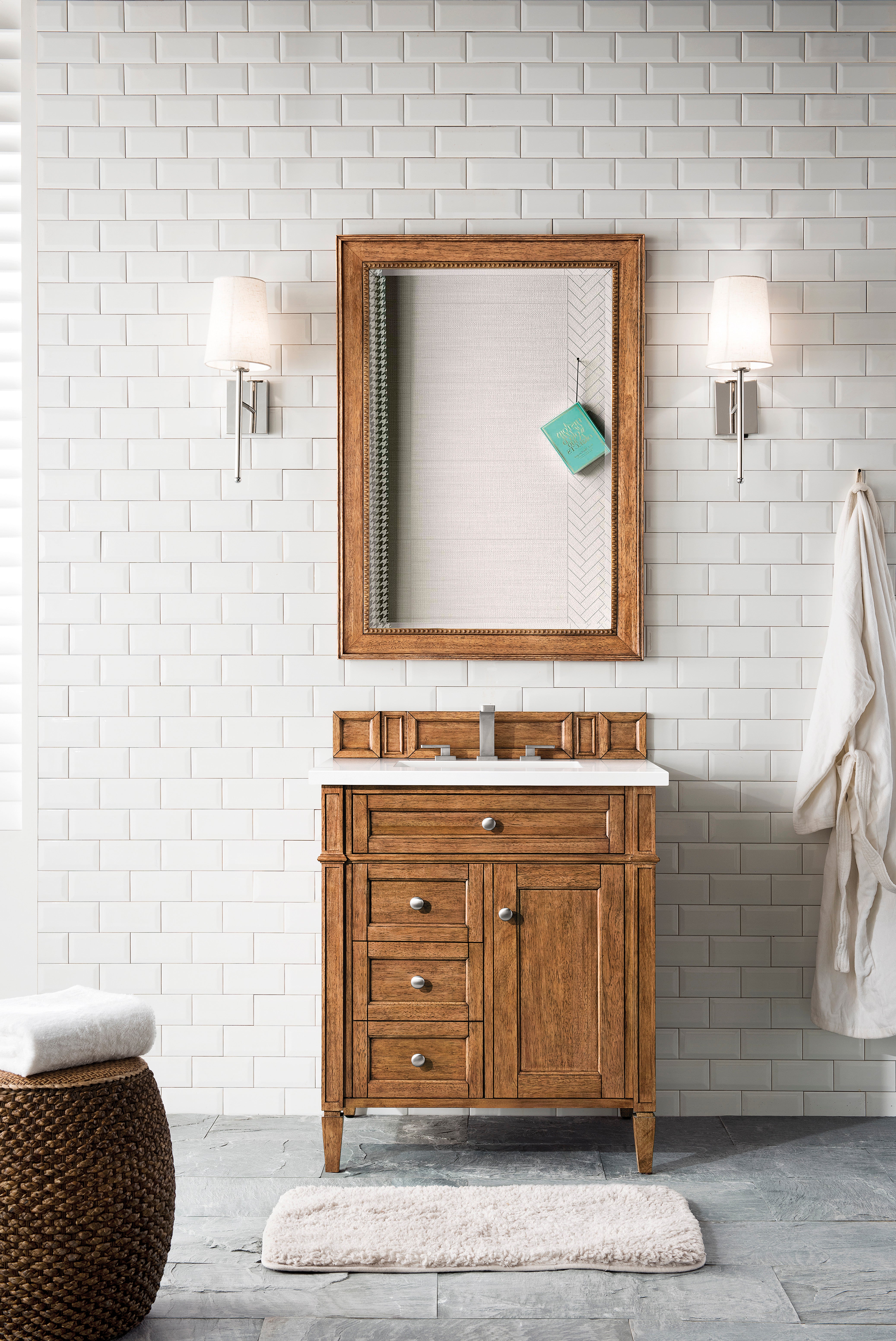 James Martin Brittany 30" Single Vanity in Saddle Brown with 3cm Countertop