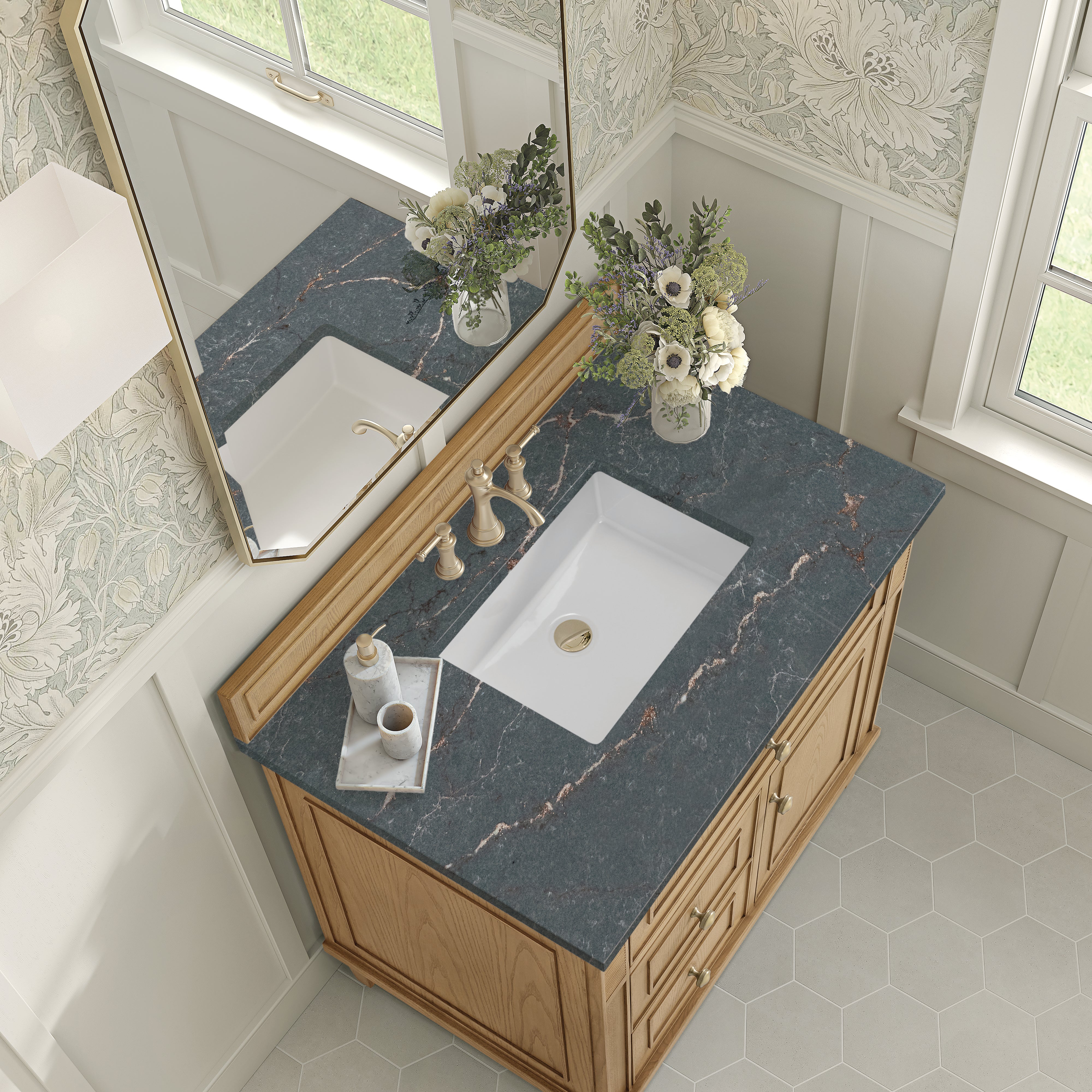 James Martin Lorelai 36" Single Vanity in Light Natural Oak with 3cm Countertop