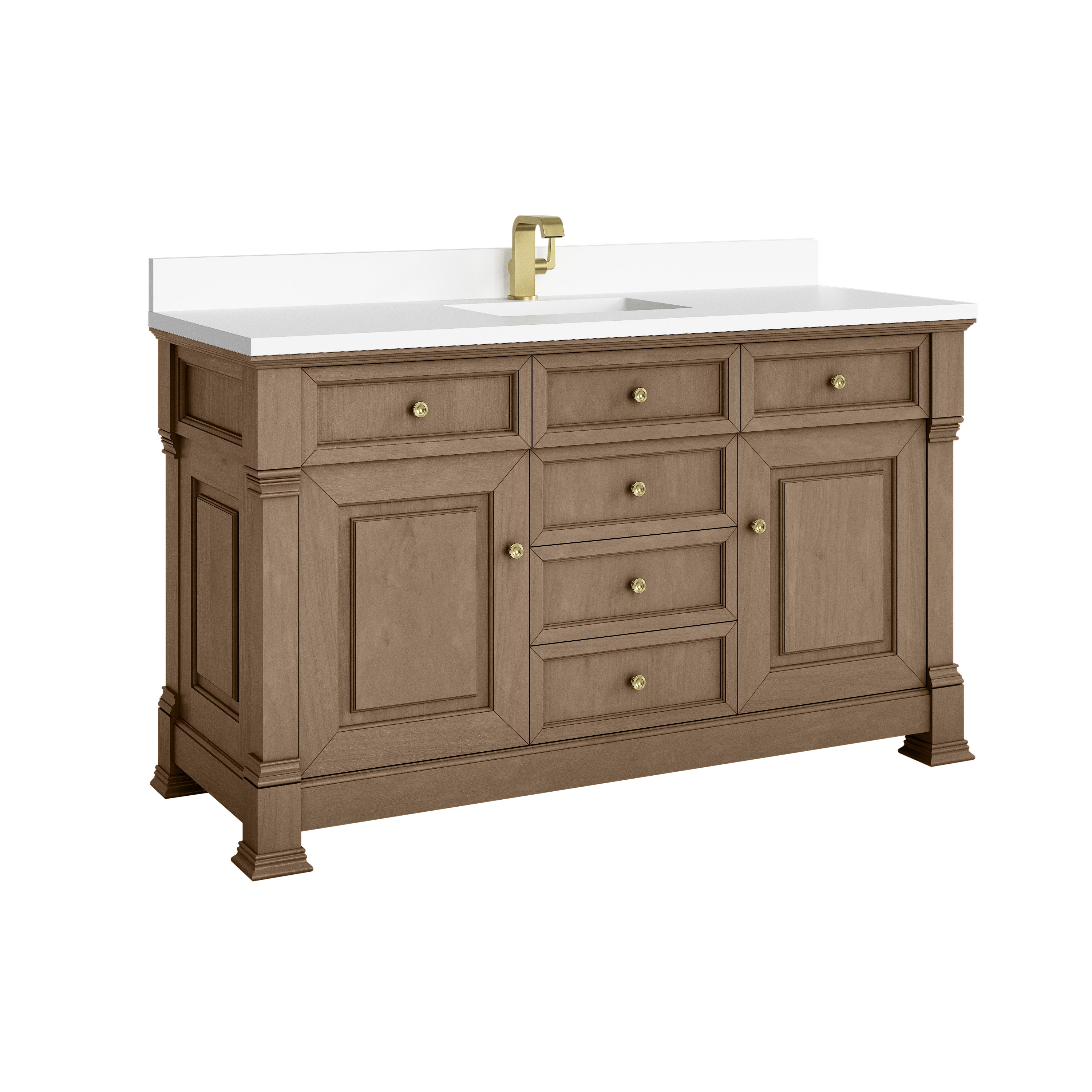 James Martin Brookfield 60" Single Vanity in Pecan with 3cm Countertop