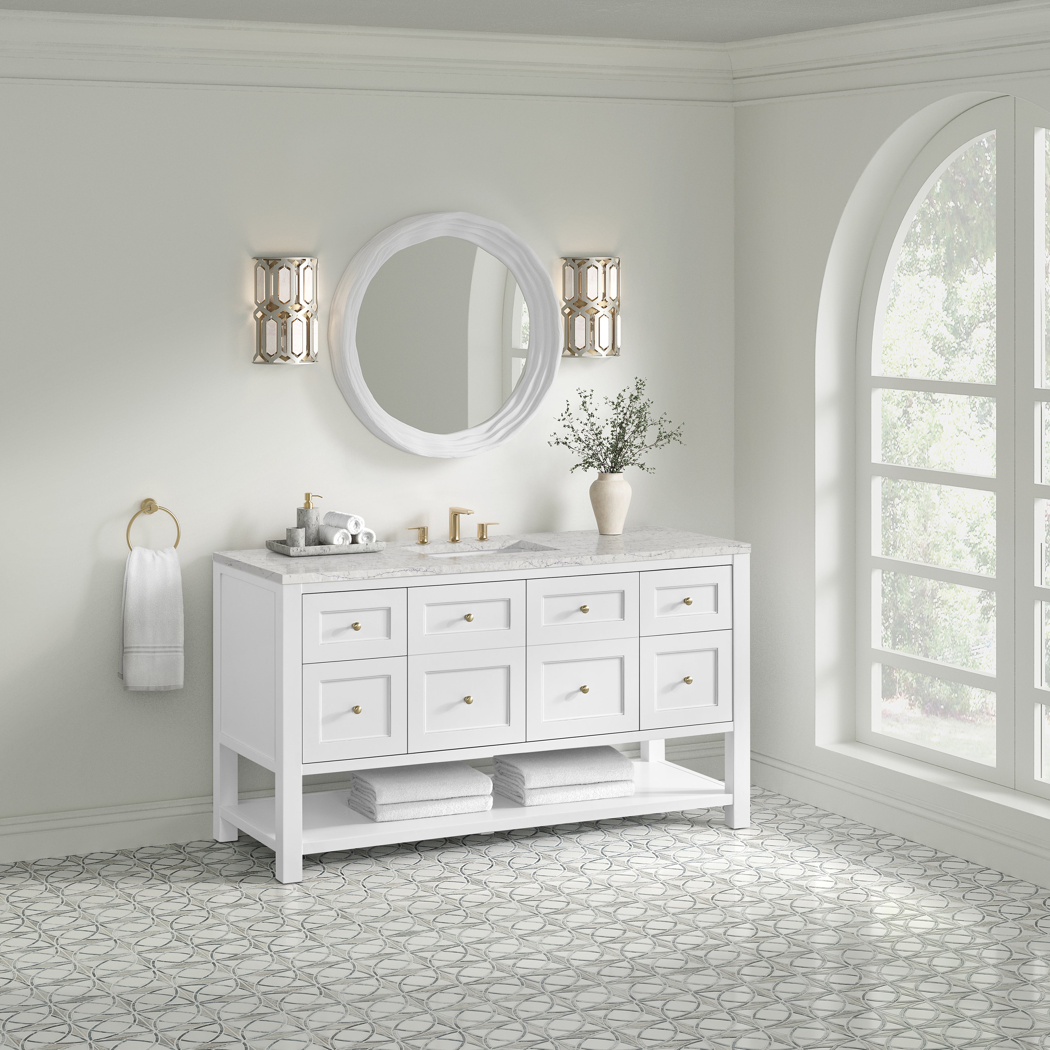 James Martin Breckenridge 60" Single Vanity in Bright White with 3cm Countertop