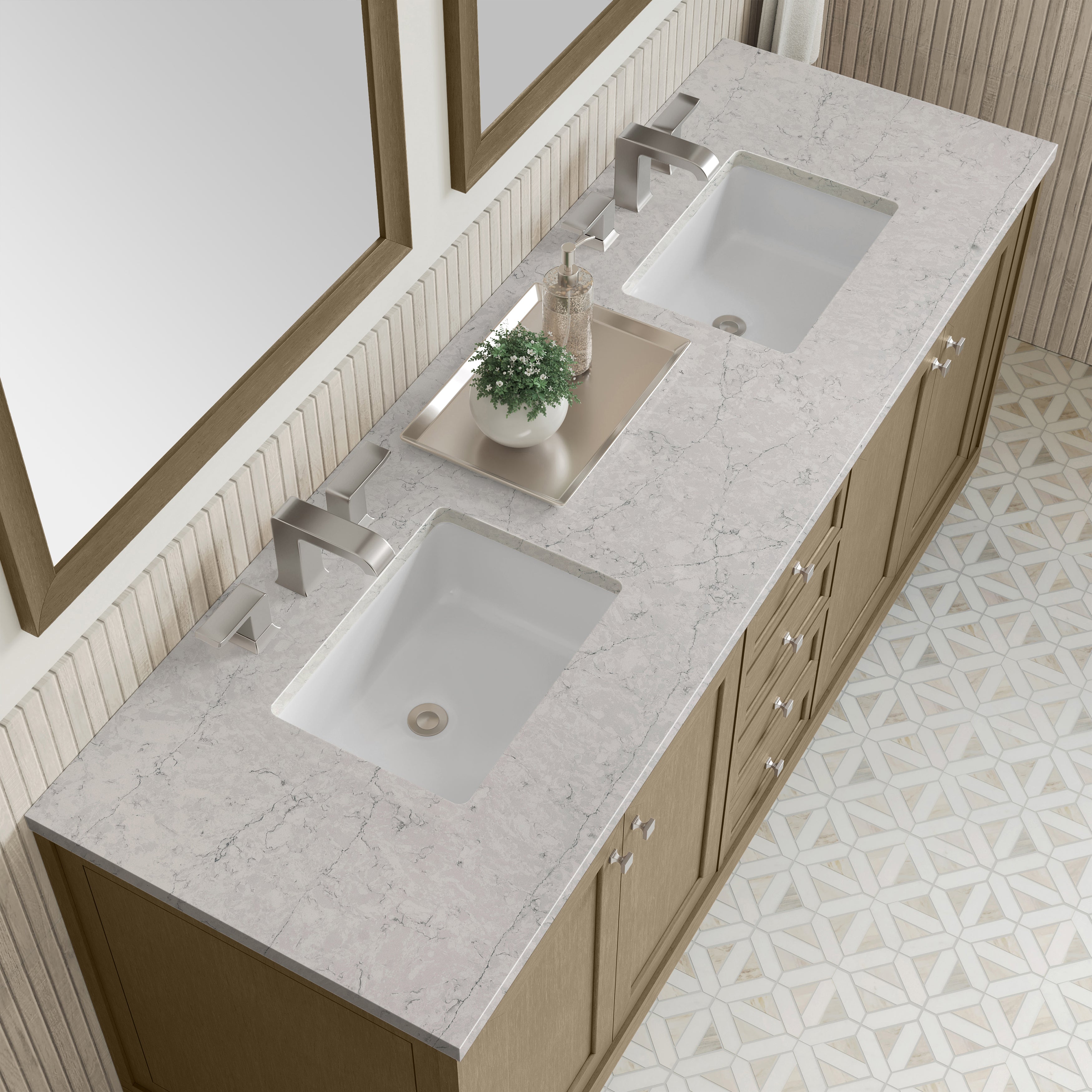 James Martin Chicago 72" Double Vanity in Walnut Whisper with 3cm Countertop
