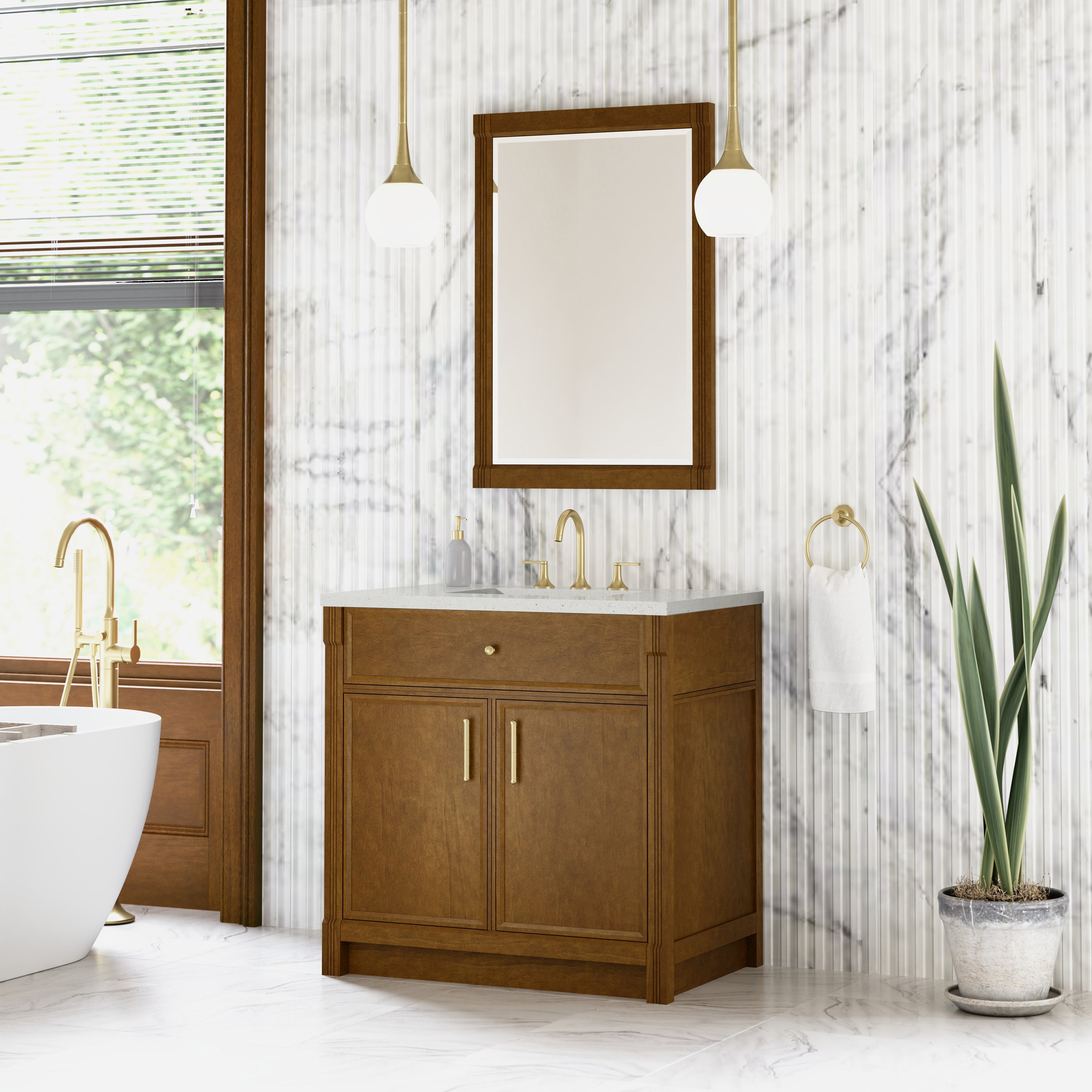 James Martin Bellshire 36" Single Vanity in Honey Oak with 3cm Countertop