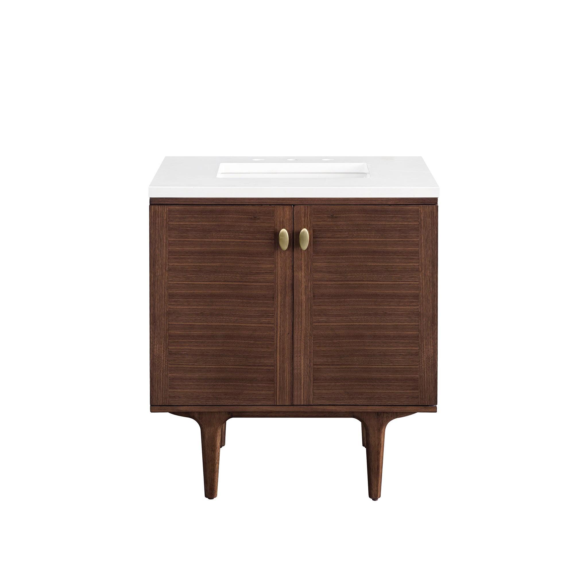 James Martin Amberly 30" Single Vanity in Mid-Century Walnut with 3cm Countertop