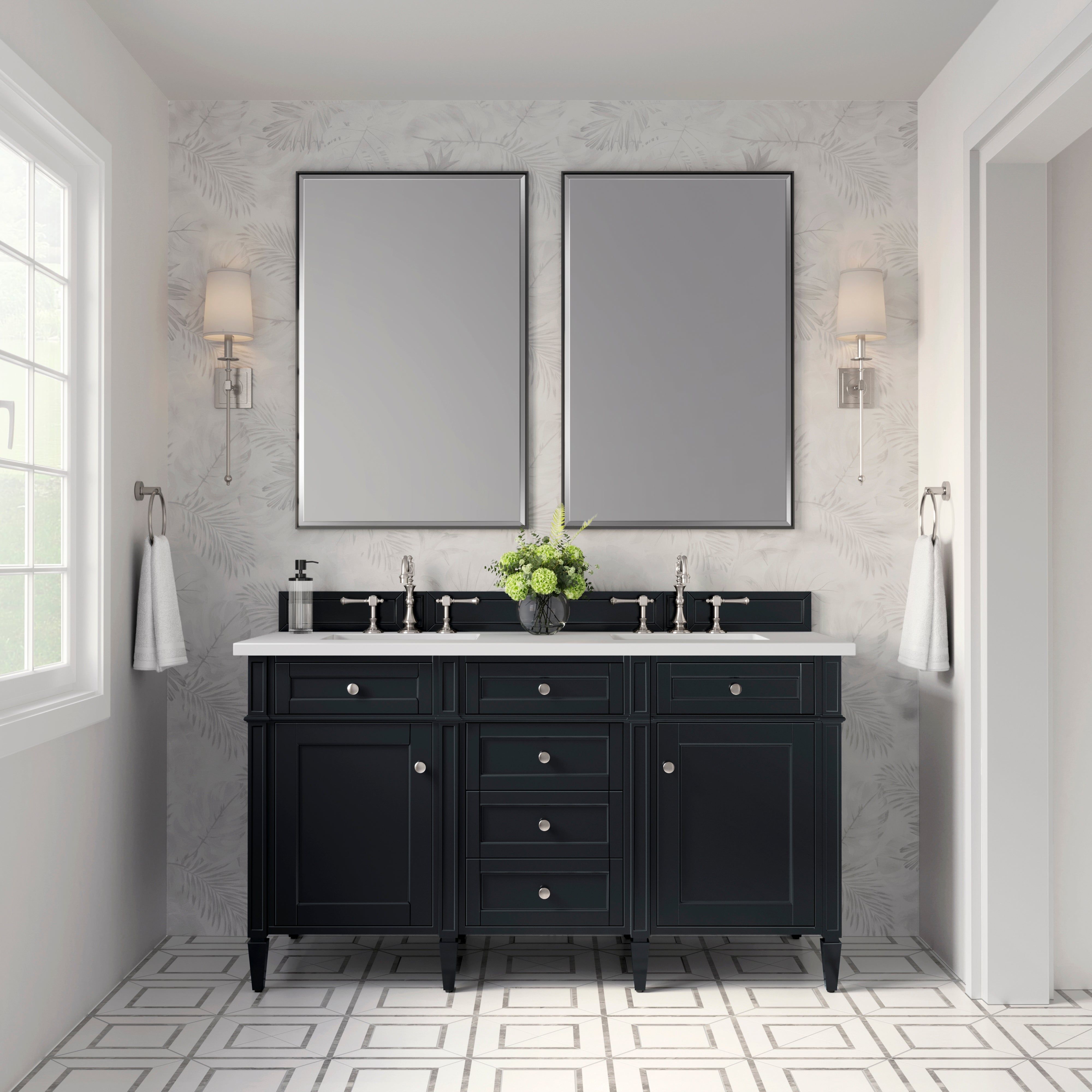 James Martin Brittany 60" Double Vanity in Black Onyx with 3cm Countertop