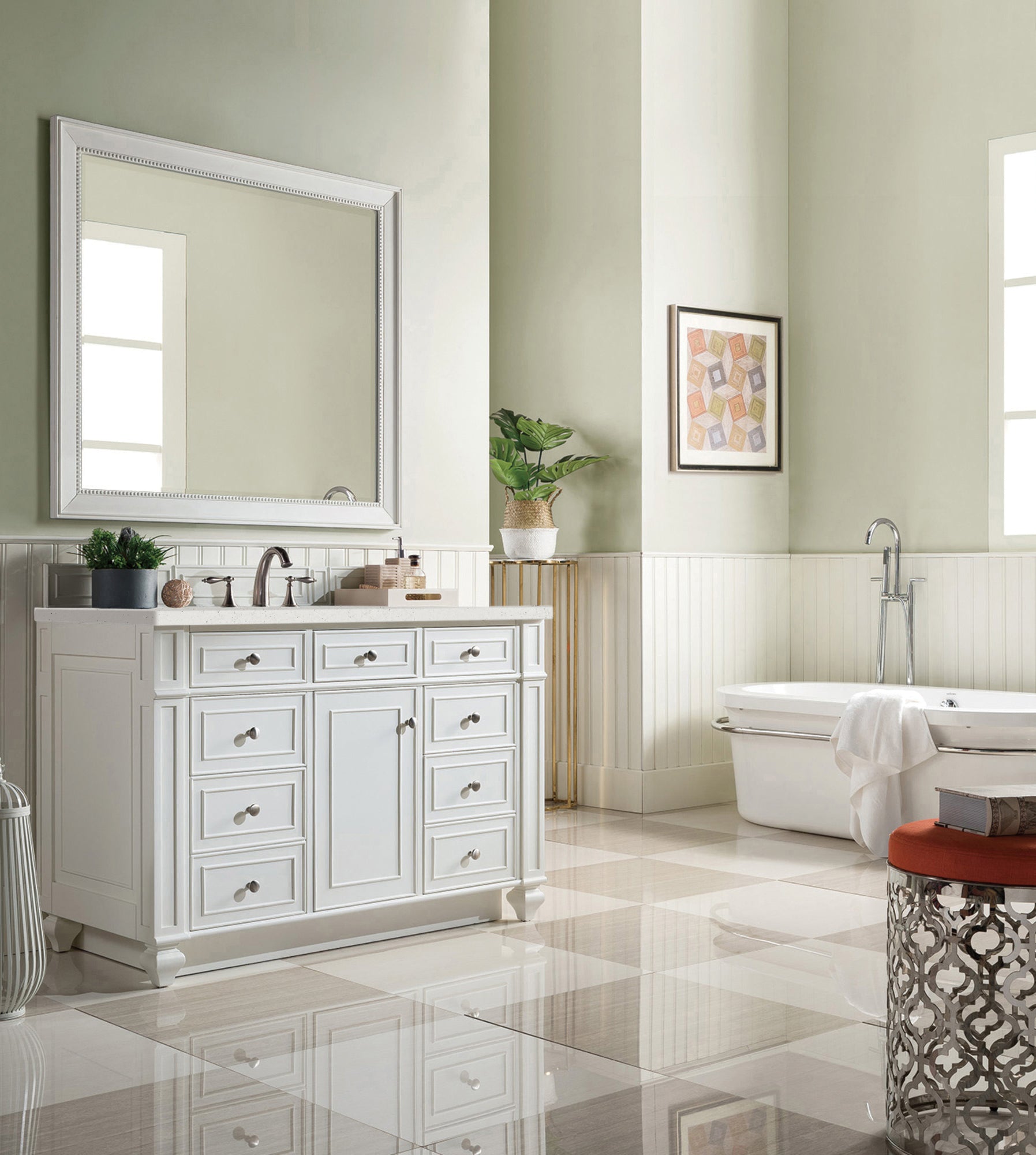 James Martin Bristol 48" Single Vanity in Bright White with 3cm Countertop