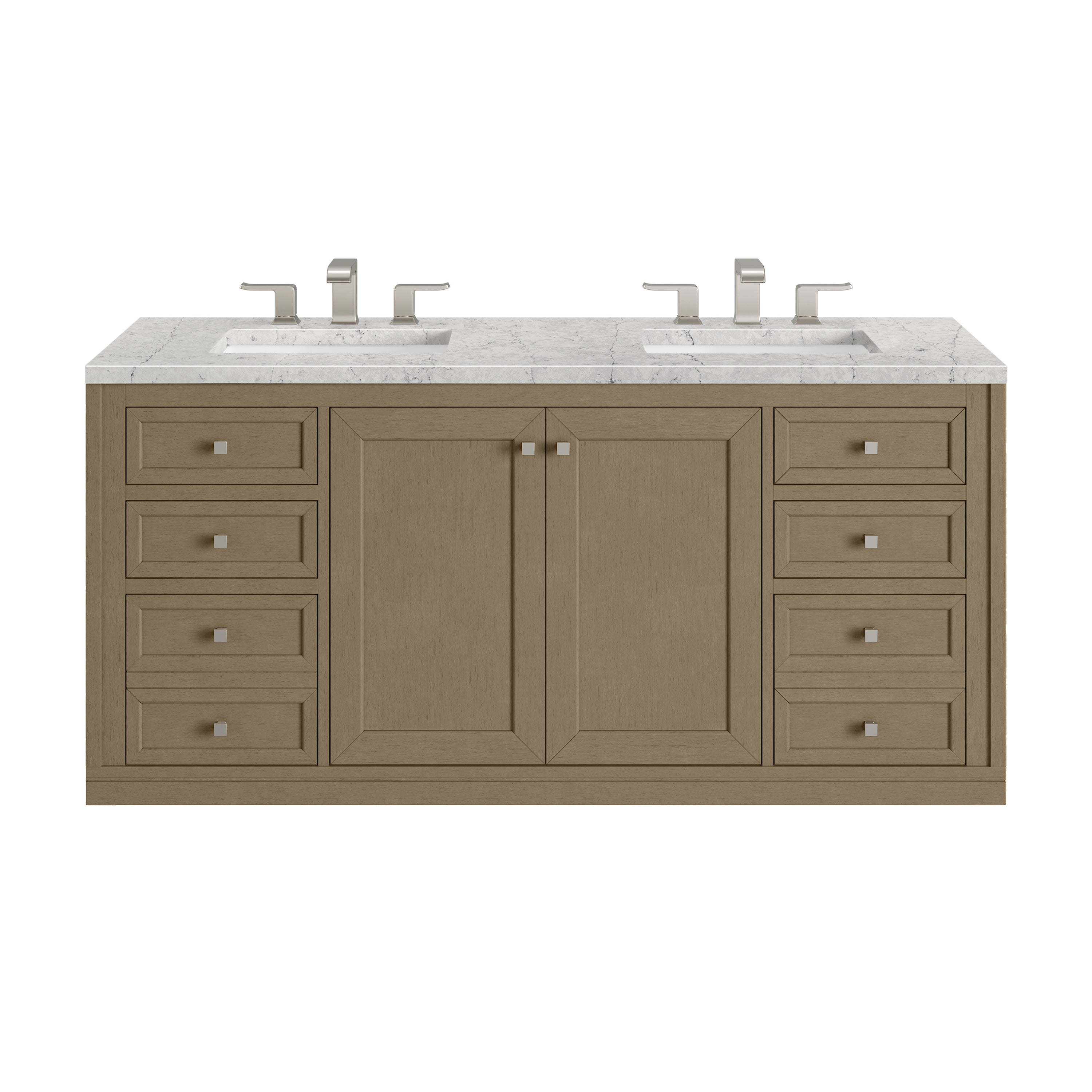 James Martin Chicago 60" Double Vanity in Walnut Whisper with 3cm Countertop