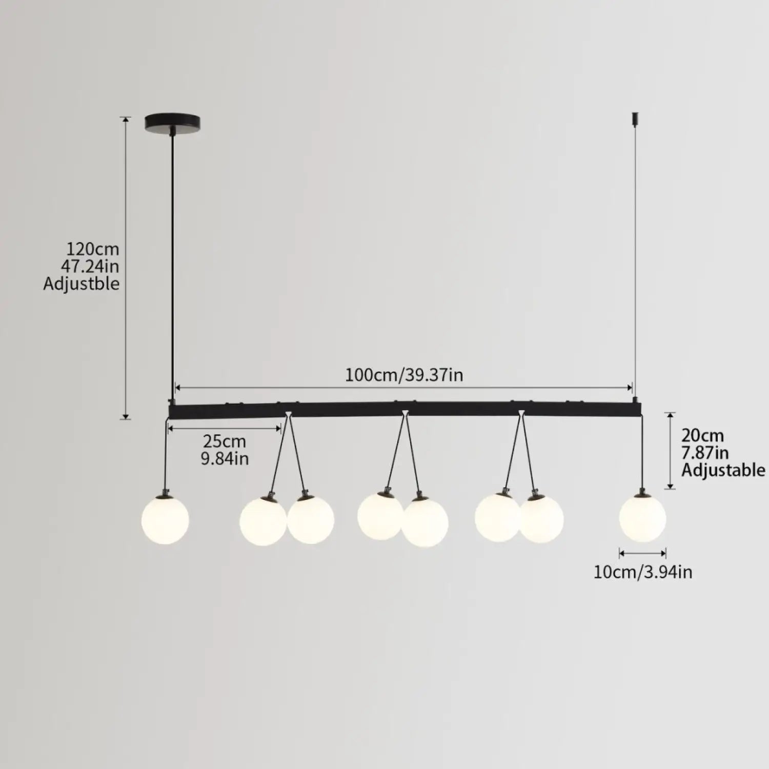 Modern 8-Light Globe Pendant Lights Hanging Chandelier for Kitchen Island