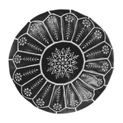 Moroccan Leather Ottoman - Arch Design - Black