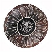 Moroccan Leather Ottoman - Arch Design - Brown