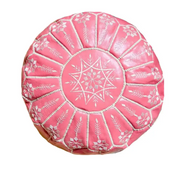 Moroccan Leather Ottoman - Arch Design - Pink
