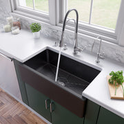 ALFI brand AB3318HS 33" x 18" Reversible Fluted / Smooth Fireclay Farm Sink