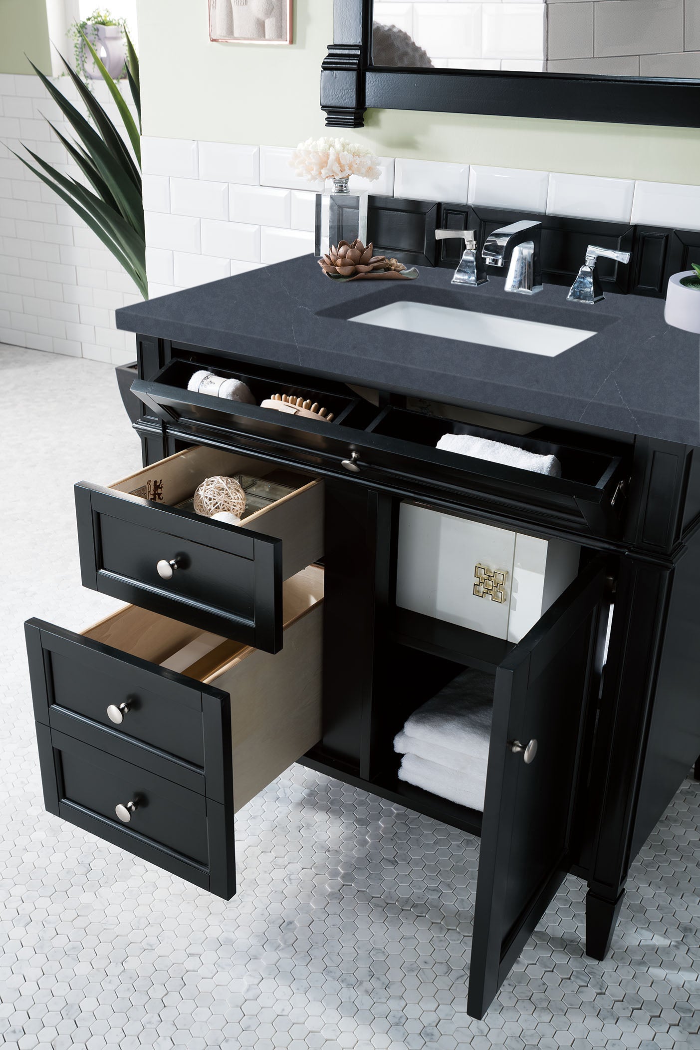 James Martin Brittany 36" Single Vanity in Black Onyx with 3cm Countertop