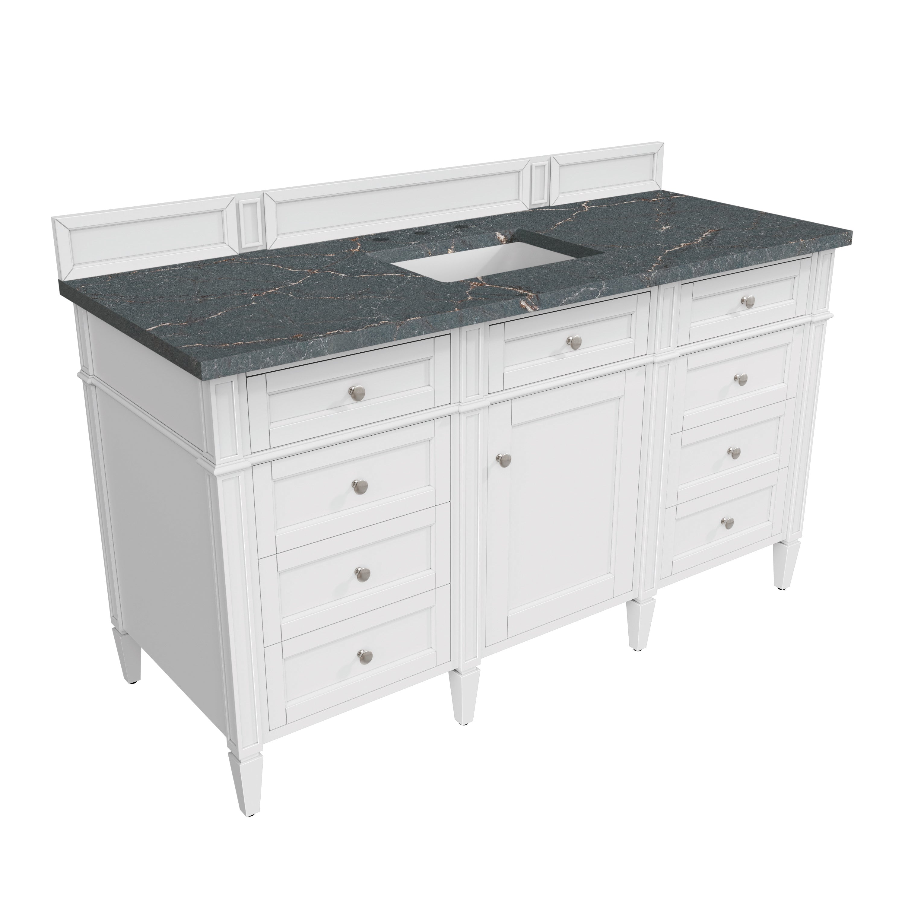 James Martin Brittany 60" Single Vanity in Bright White with 3cm Countertop