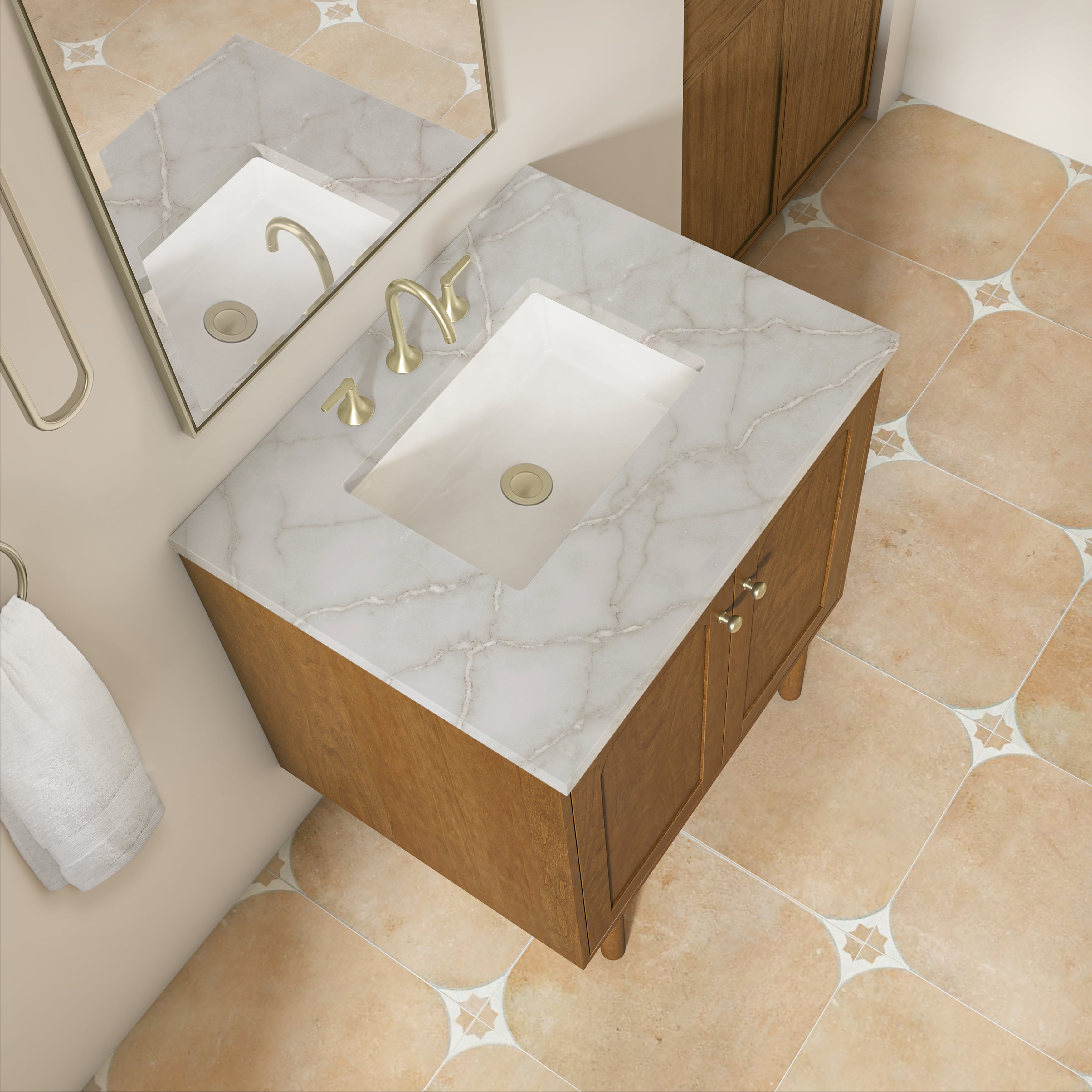 James Martin Laurent 30" Single Vanity in Honey Oak with 3cm Countertop